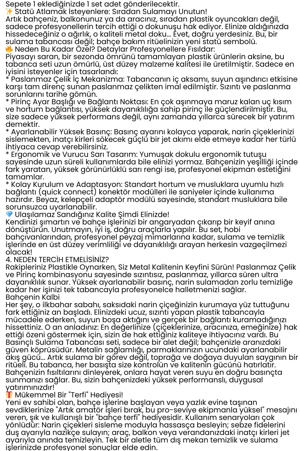 Profesyonel Pirinç Uçlu Basınçlı Hortum Sulama Tabancası Seti Tabancası Seti  Konnektörlü 722524