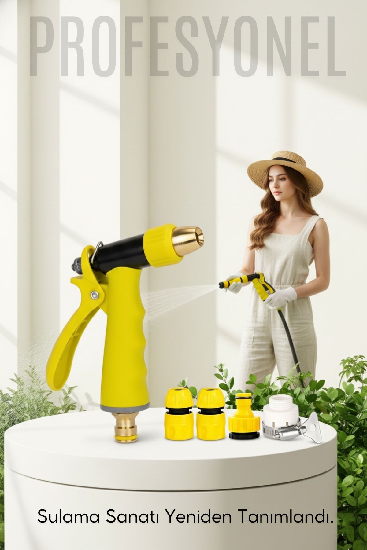 Profesyonel Pirinç Uçlu Basınçlı Hortum Sulama Tabancası Seti Tabancası Seti  Konnektörlü 722524