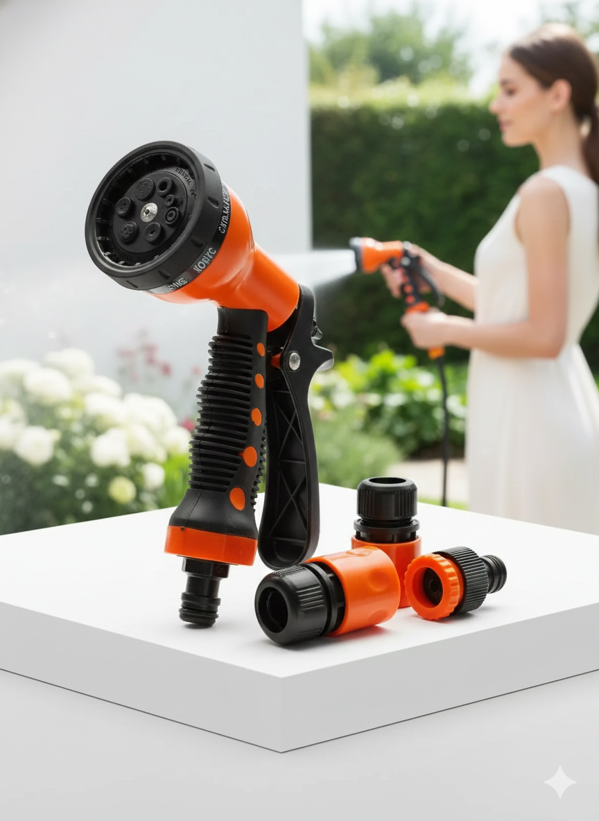 8 Fonksiyonlu Ayarlı Hortum Seti Yüksek Basınçlı Araba Yıkama Bahçe Sulama Tabancası 722525