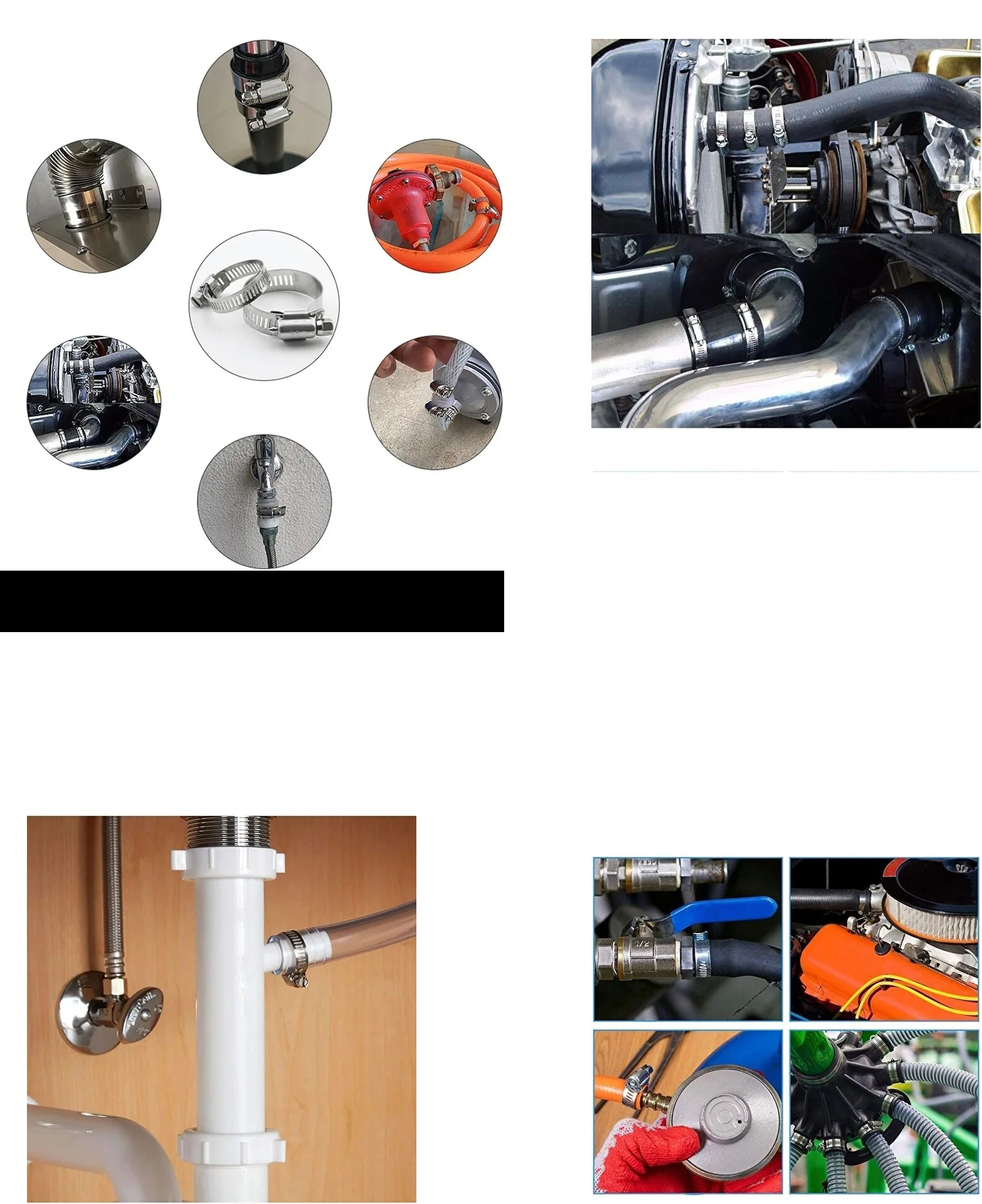   10'lu Hortum Kelepçesi Seti | 5 Boy Çelik Ayarlanabilir Vidalı Kelepçe | 13-27mm  722526