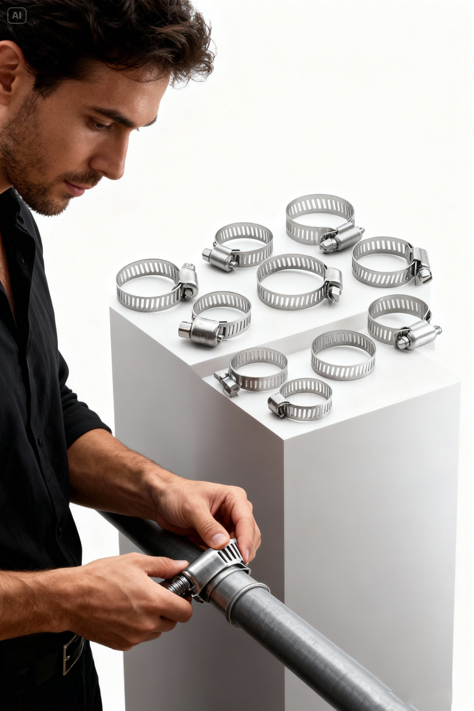   10'lu Hortum Kelepçesi Seti | 5 Boy Çelik Ayarlanabilir Vidalı Kelepçe | 13-27mm  722526