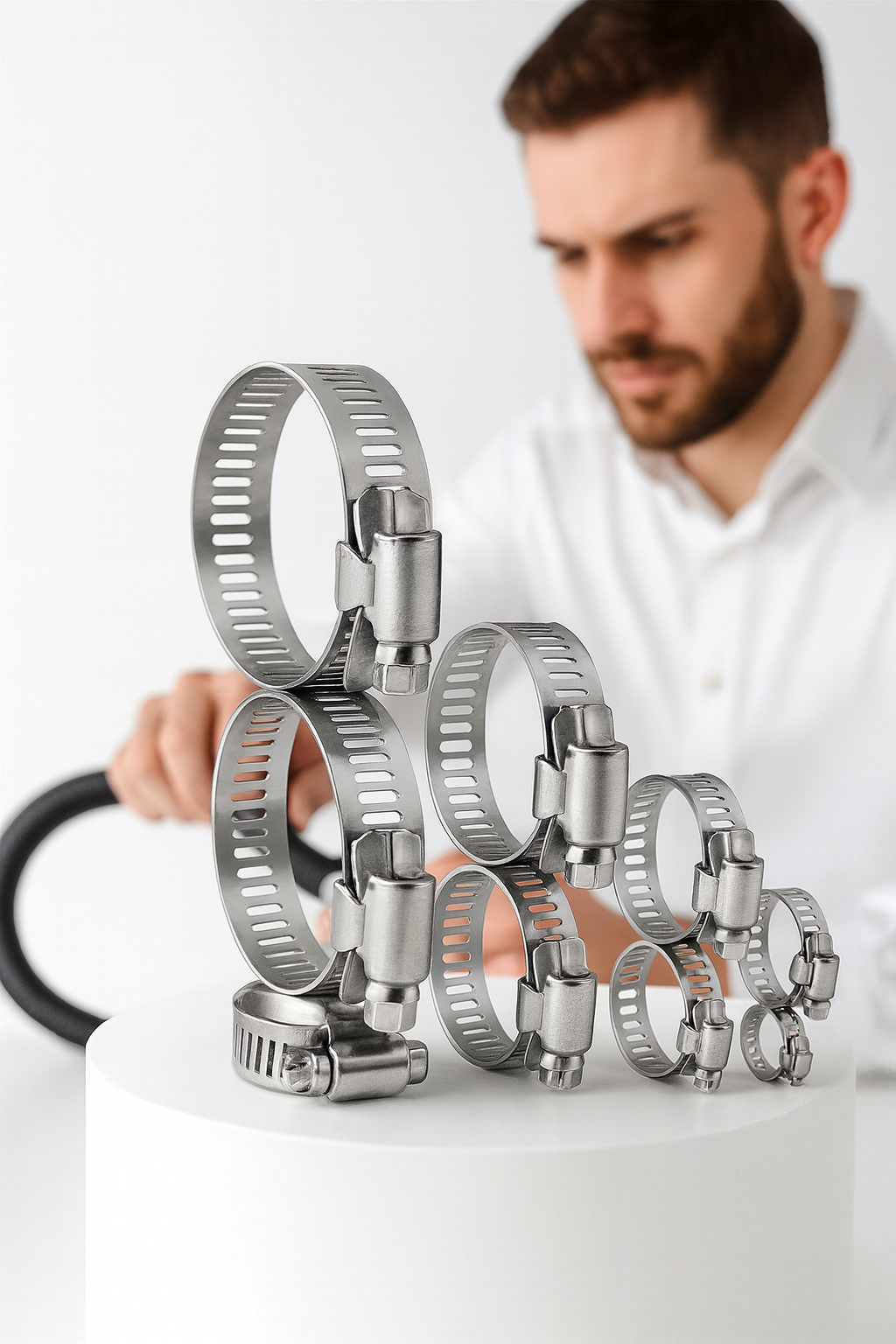   10'lu Hortum Kelepçesi Seti | 5 Boy Çelik Ayarlanabilir Vidalı Kelepçe | 13-27mm  722526