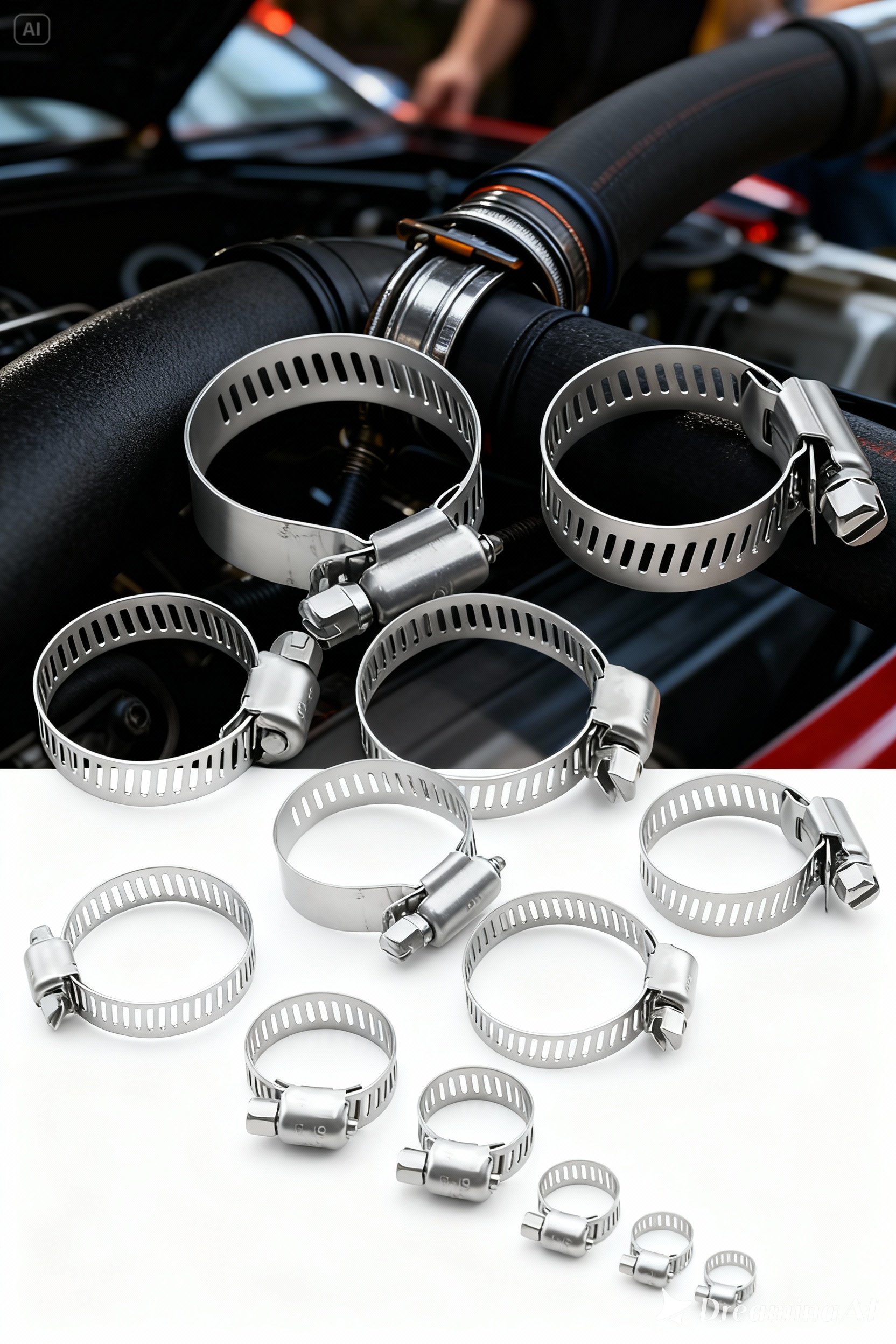   10'lu Hortum Kelepçesi Seti | 5 Boy Çelik Ayarlanabilir Vidalı Kelepçe | 13-27mm  722526