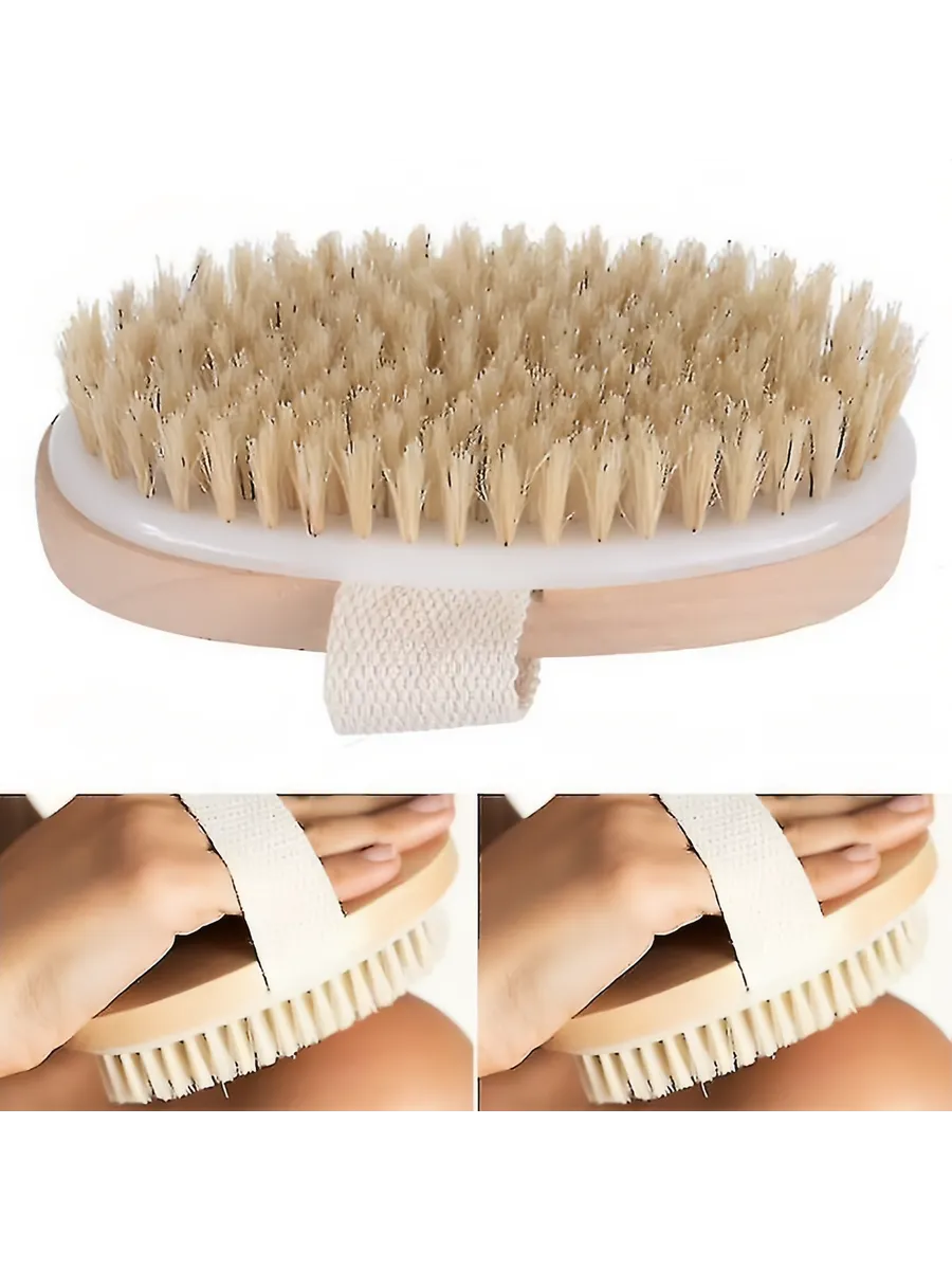 Ahşap Sırt Banyo Fırçası | Doğal At Kılı Vücut Fırçalama | Peeling ve Selülit Masaj 722529