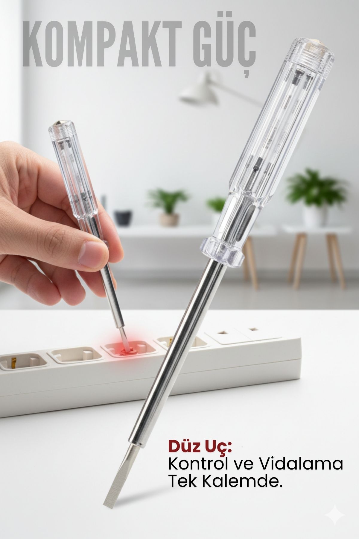 Düz Uçlu Elektrik Kontrol Kalemi Faz Test Cihazı Voltaj Kontrol Anahtarı 716134