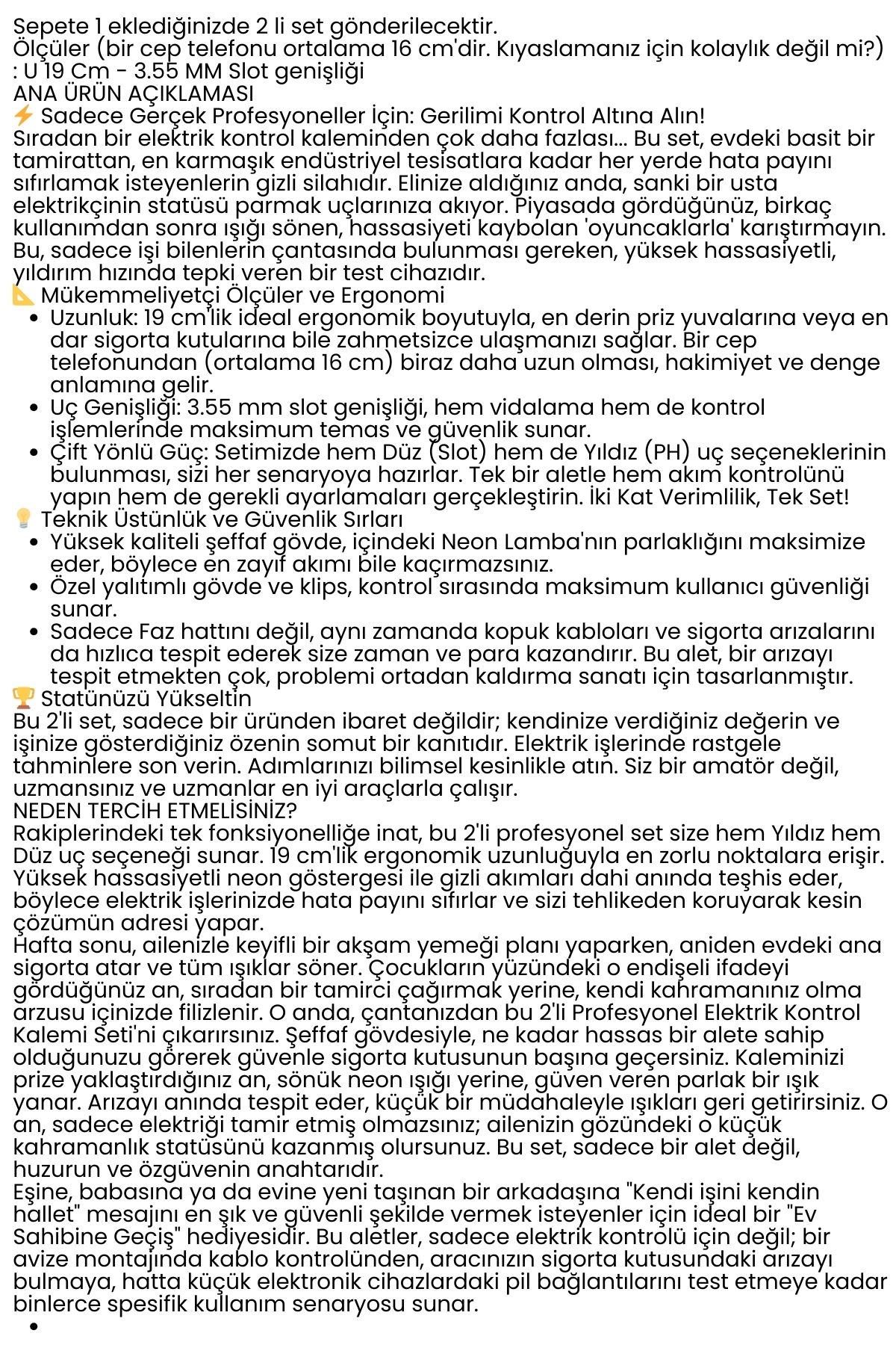 2'li Set Elektrik Kontrol Kalemi Tornavida Yıldız Düz Uçlu 718718