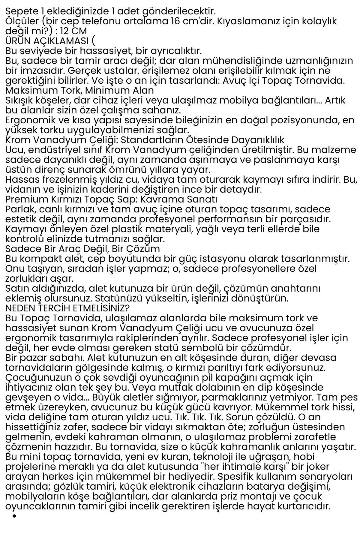 Avuç İçi Mini Topaç Tornavida Yıldız Uçlu Kısa Şaft Ufak Vidalama Anahtarı Hassas El Aleti 716083