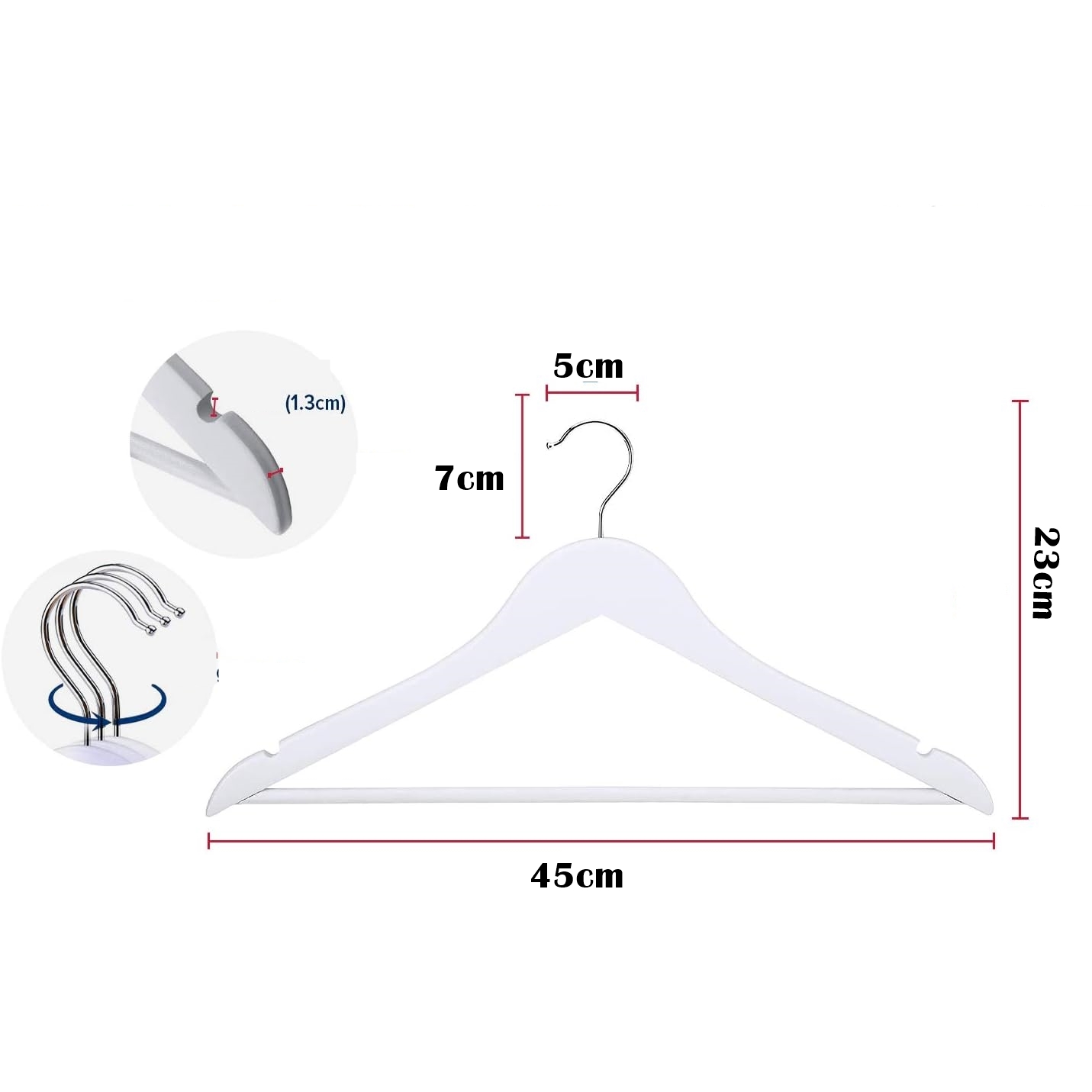 5'li Lüks Beyaz Elbise Ceket Askısı - Ergonomik & Kaymaz Plastik Askı Seti -  Ahşap Görünümlü 722530