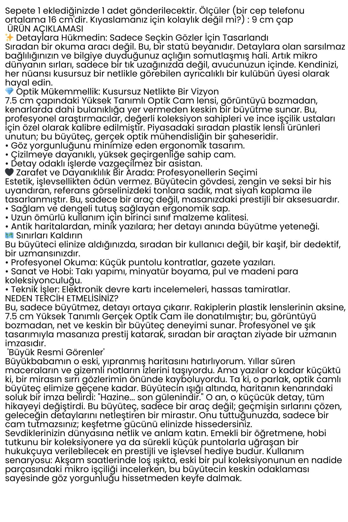 9 cm Optik Lensli El Tipi Büyüteç | Profesyonel Okuma, Hobi, Koleksiyon Merceği 722537