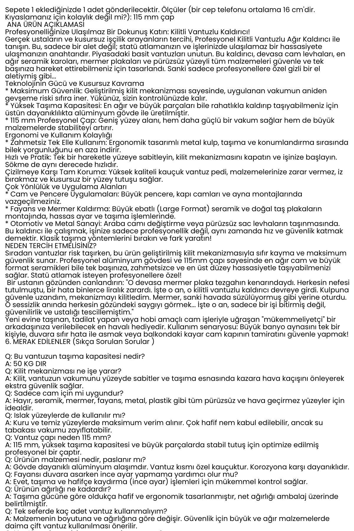 Profesyonel Alüminyum 50 KG Kilitli Vantuzlu Ağır Cam Seramik Fayans Mermer Kaldırıcı 115 mm 722538