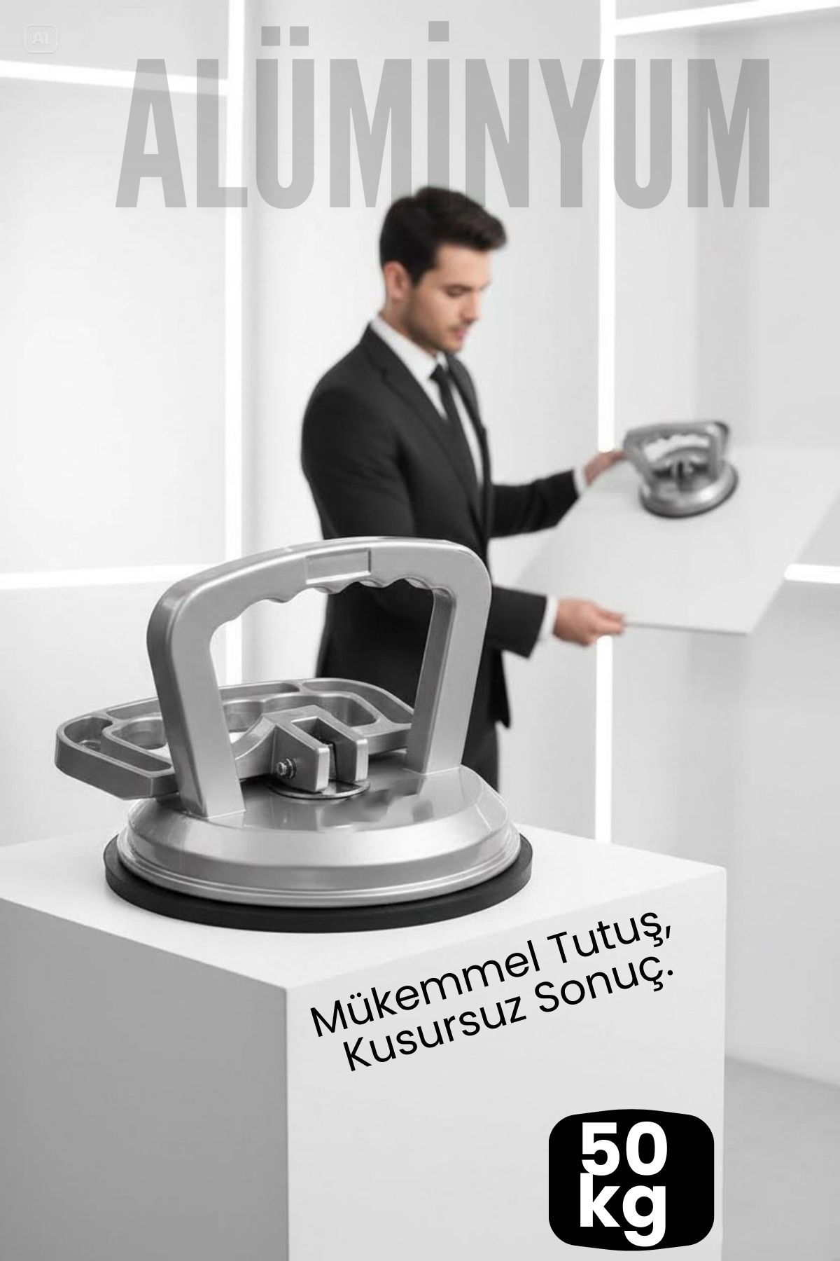 Profesyonel Alüminyum 50 KG Kilitli Vantuzlu Ağır Cam Seramik Fayans Mermer Kaldırıcı 115 mm 722538