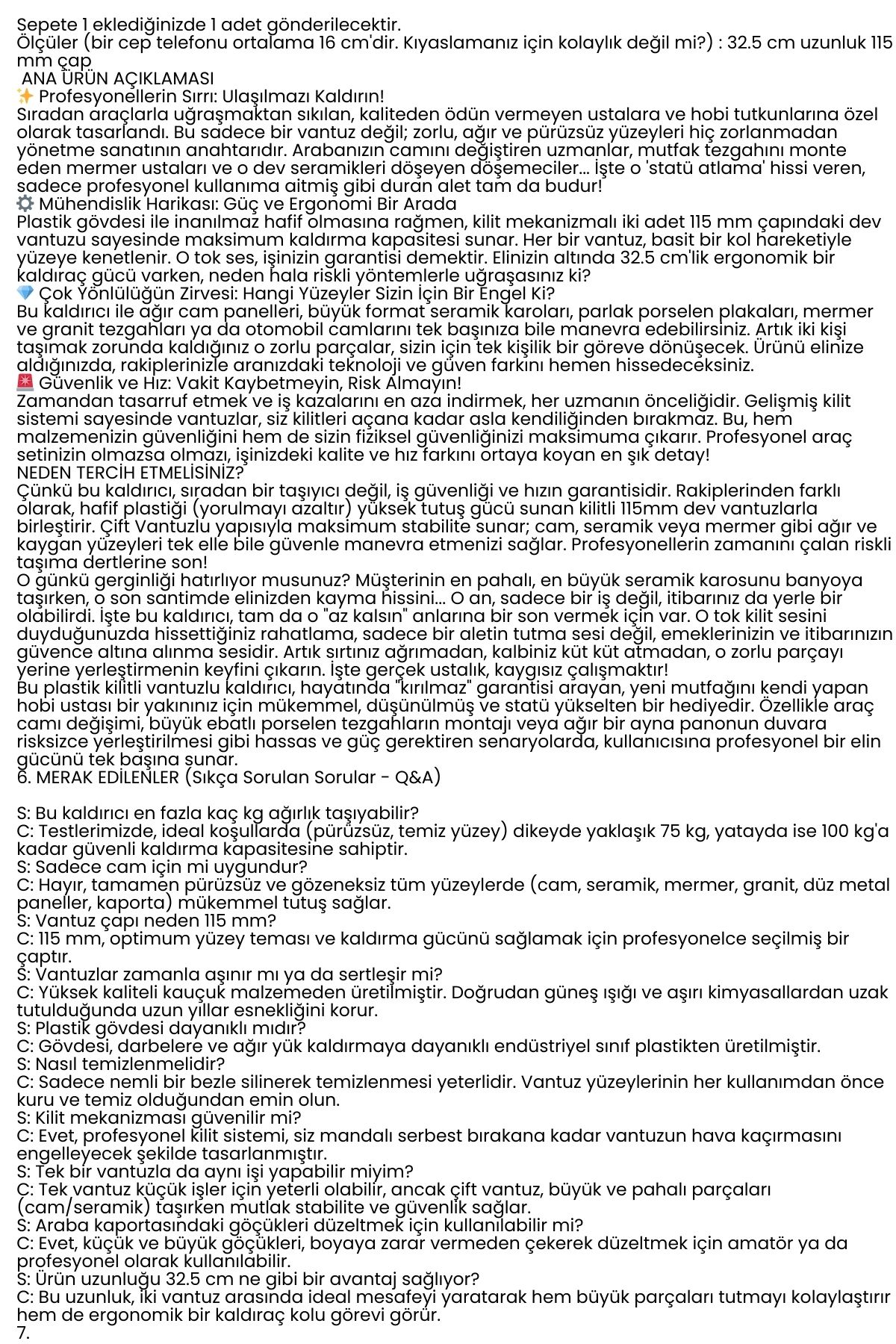 Profesyonel 100 KG Kilitli Vantuzlu Ağır Cam Seramik Fayans Mermer Kaldırıcı 115 mm 722539