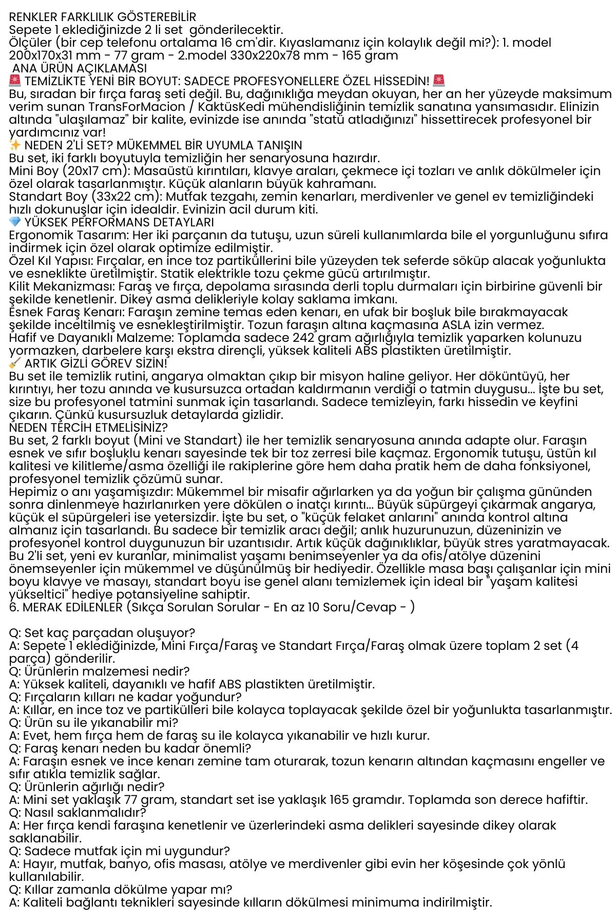 Profesyonel 2'li Fırça Faraş Seti El Süpürgesi & Mini Kürek Toz Toplama Seti 722553