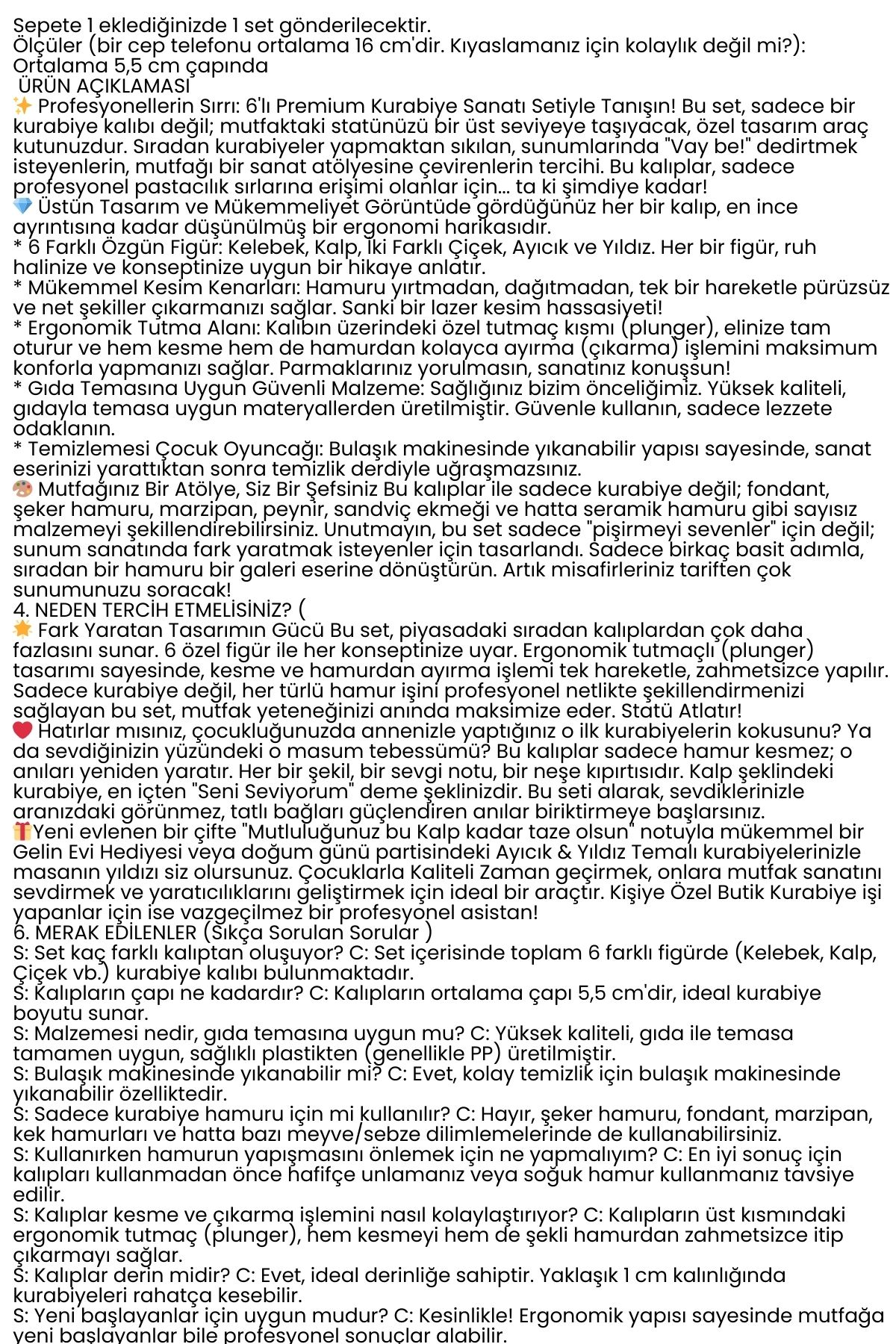 6'lı Tasarım Kurabiye Kalıbı Seti 722554