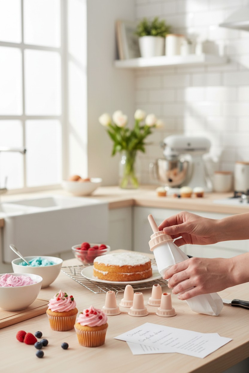 Profesyonel 8'li Krema Sıkma Torbası Seti | Pastacılık Dekorasyon Uçları ve Fırfır Başlıkları 722556