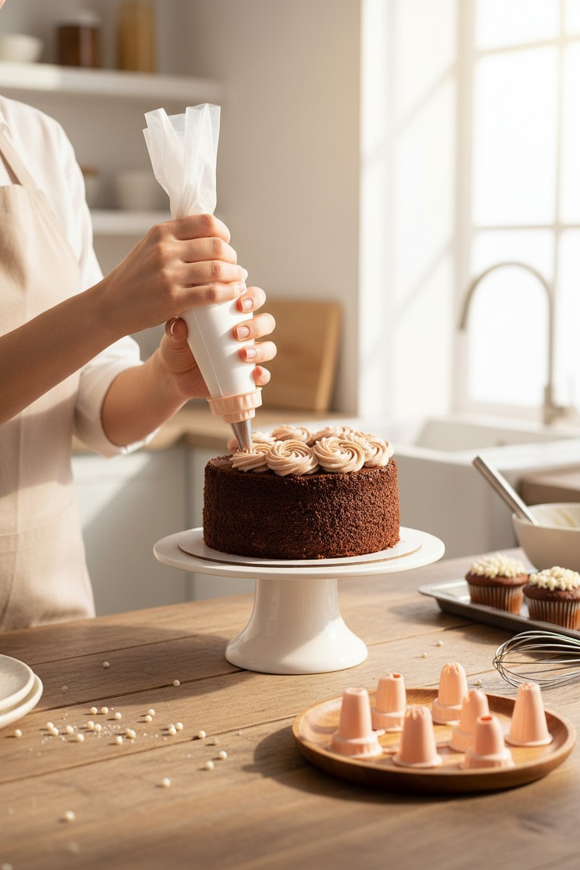 Profesyonel 8'li Krema Sıkma Torbası Seti | Pastacılık Dekorasyon Uçları ve Fırfır Başlıkları 722556