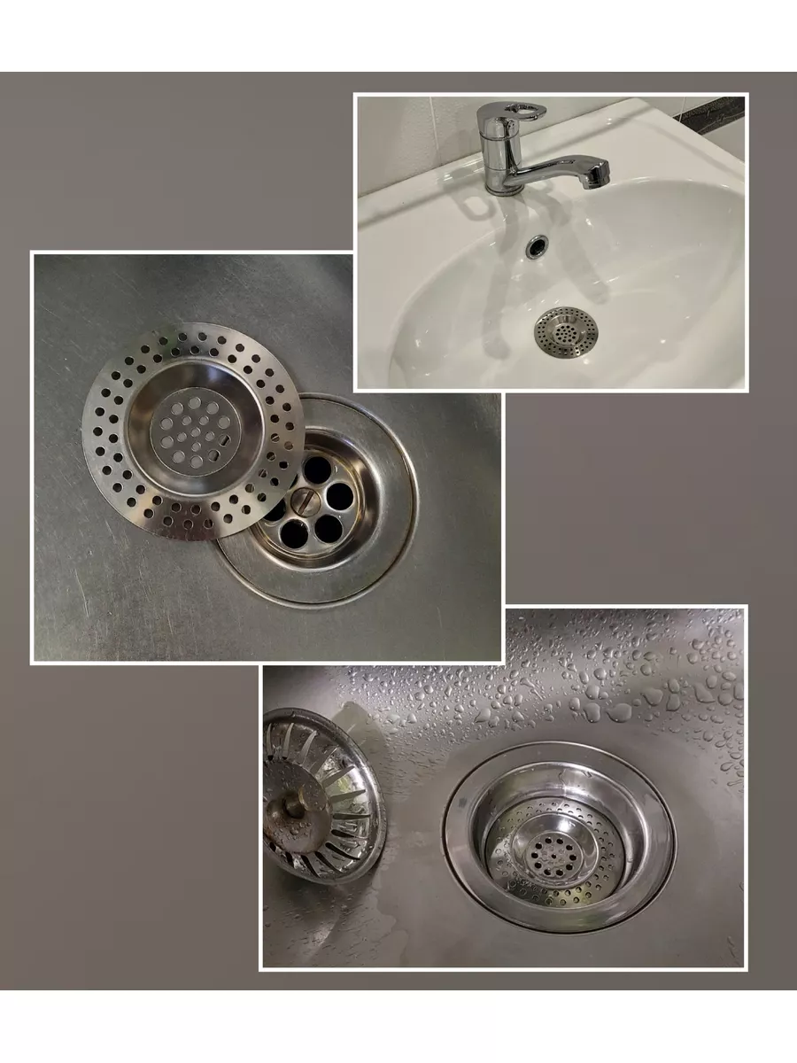 Evye Süzgeci 7.1 cm Paslanmaz Çelik  - Mutfak Lavabo Gider Süzgeci Seti Tıkanma Önleyici 716326