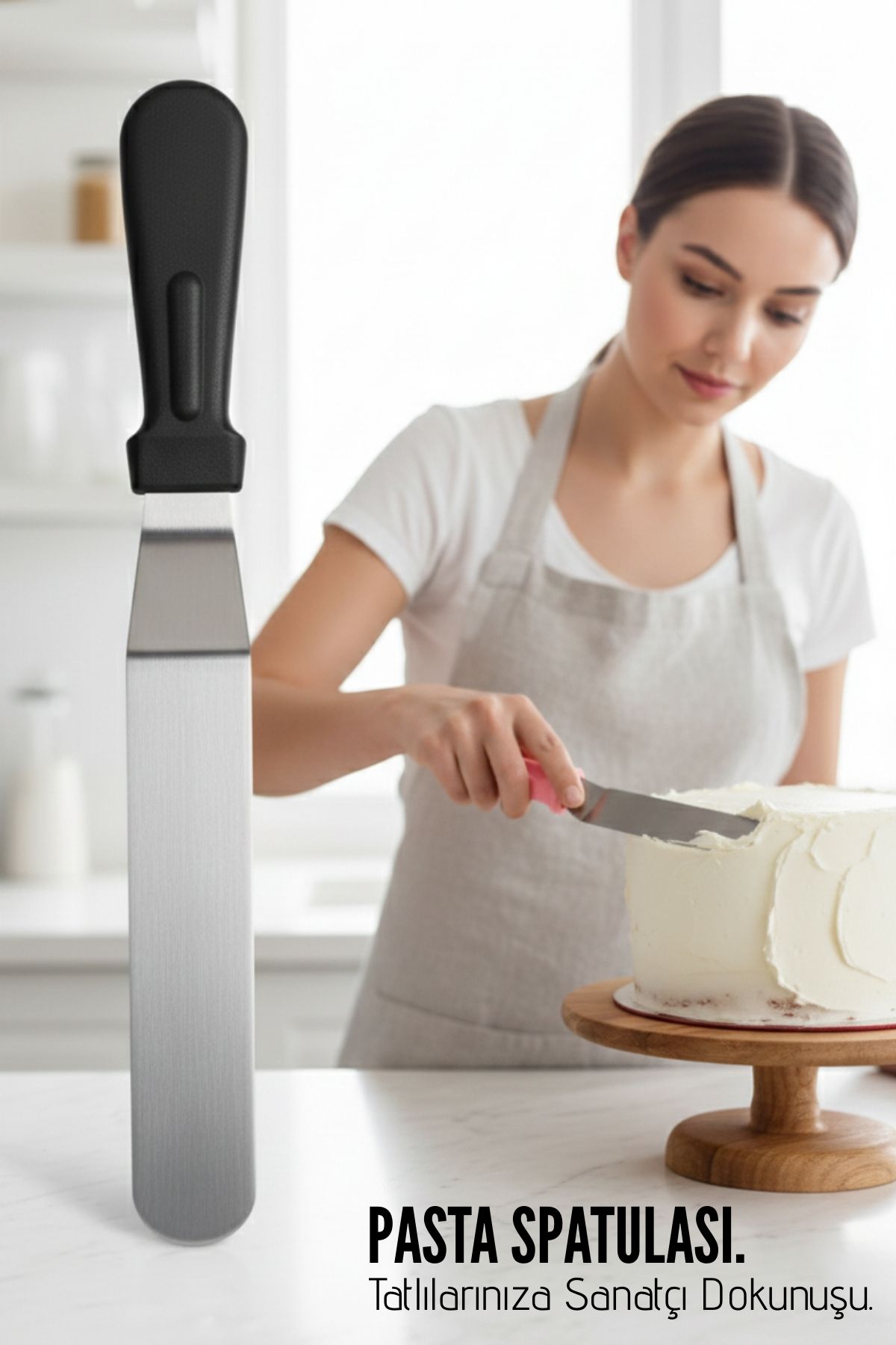 Profesyonel Pasta Hazırlama ve Şekillendirme Spatulası 304 Paslanmaz Çelik 722560