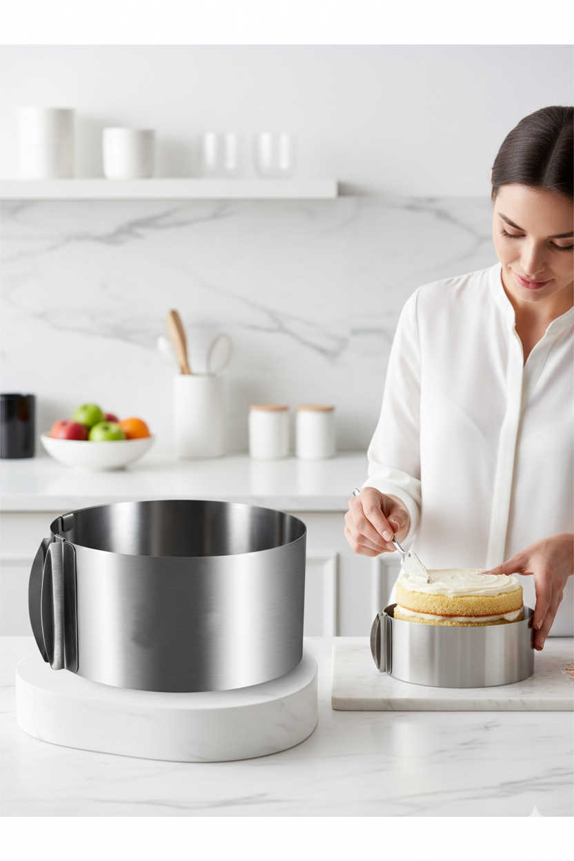 Ayarlanabilir Pasta Çemberi Paslanmaz Çelik Kek Kalıbı 16-30 cm - Profesyonel Pasta Kalıbı 722561