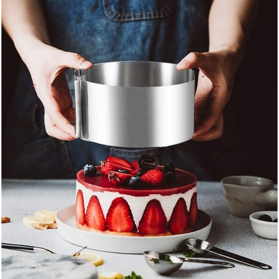 Ayarlanabilir Pasta Çemberi Paslanmaz Çelik Kek Kalıbı 16-30 cm - Profesyonel Pasta Kalıbı 722561