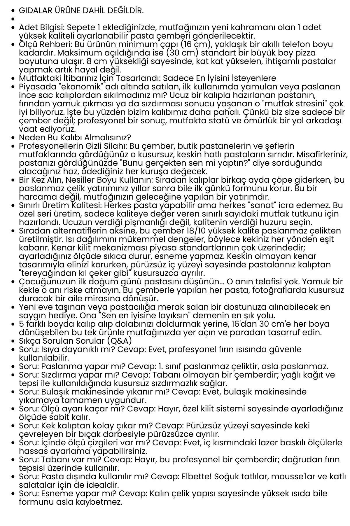 Ayarlanabilir Pasta Çemberi Paslanmaz Çelik Kek Kalıbı 16-30 cm - Profesyonel Pasta Kalıbı 722561