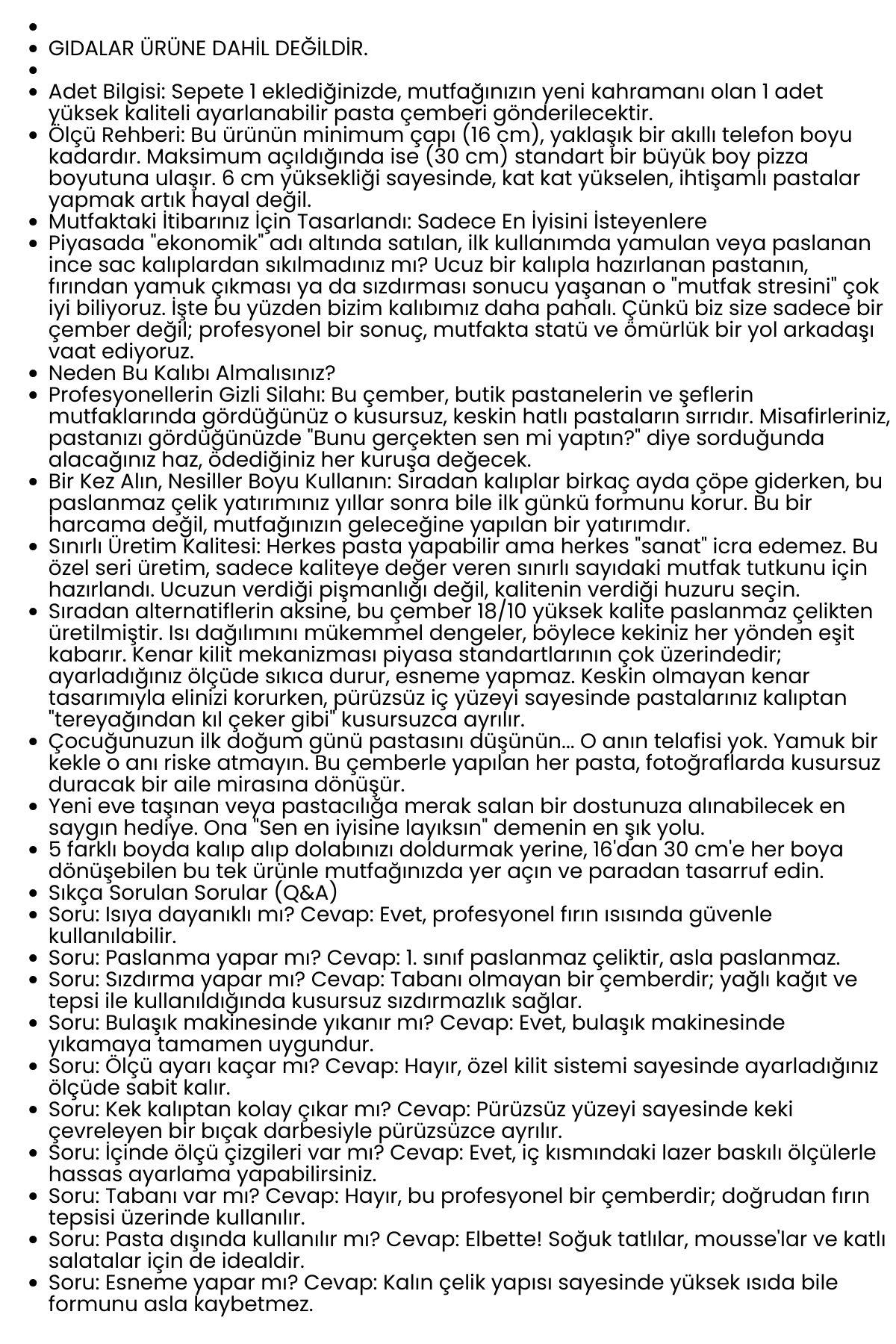 Ayarlanabilir Pasta Çemberi Paslanmaz Çelik Kek Kalıbı 16-30 cm - Pasta Kalıbı 722562