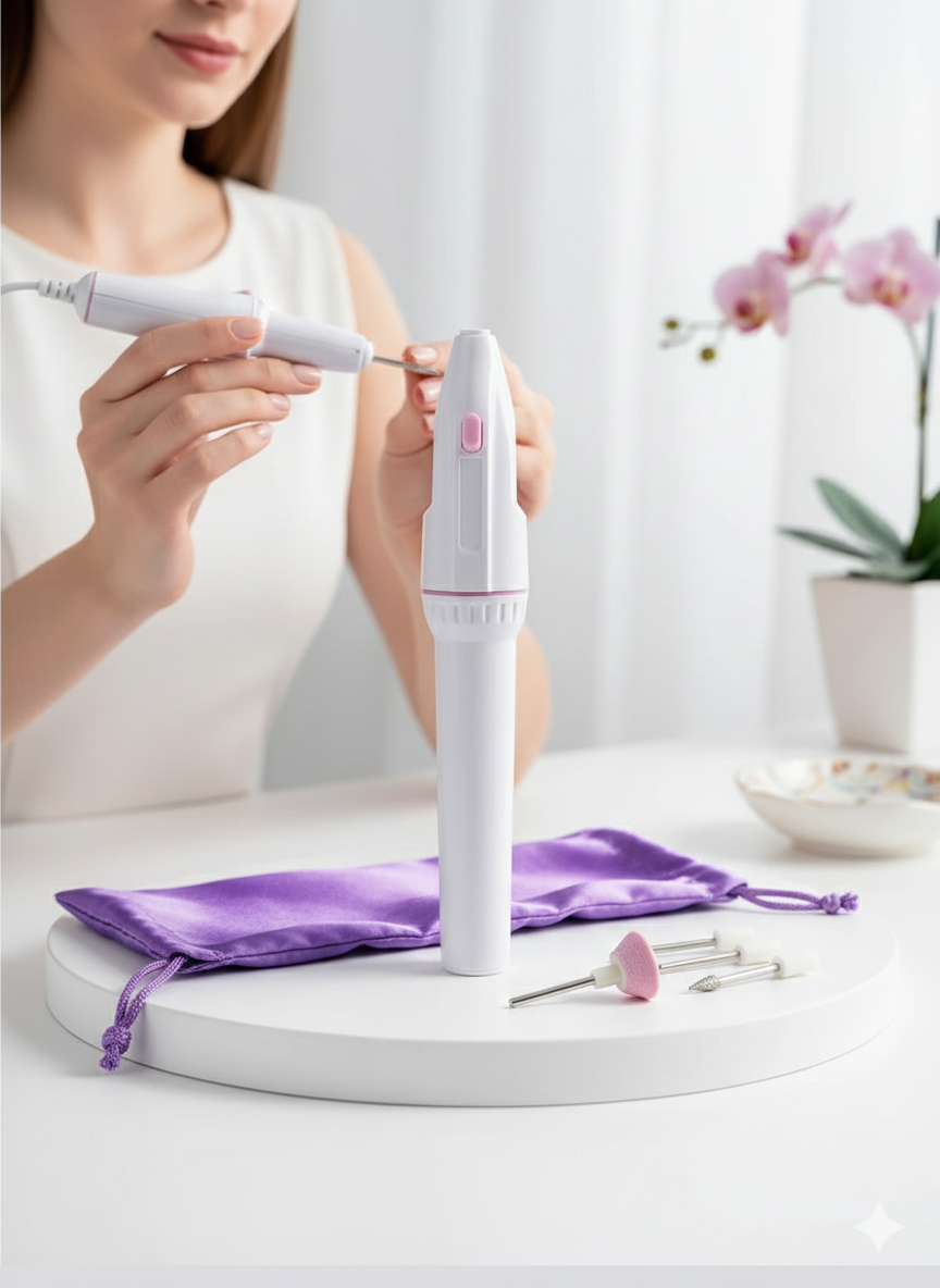 Profesyonel 5 Başlıklı Pilli Manikür Pedikür Seti - Güçlü Motorlu Tırnak Törpü ve Parlatıcı Bakım Kiti 722563