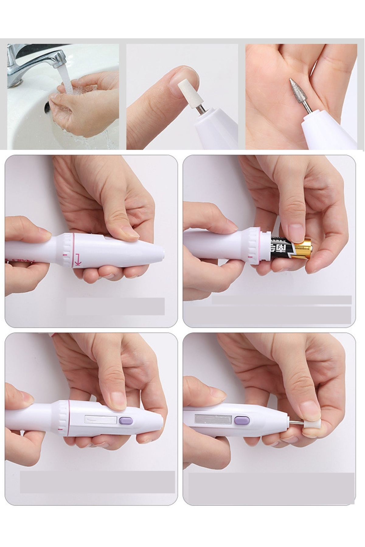 Profesyonel 5 Başlıklı Pilli Manikür Pedikür Seti - Güçlü Motorlu Tırnak Törpü ve Parlatıcı Bakım Kiti 721510