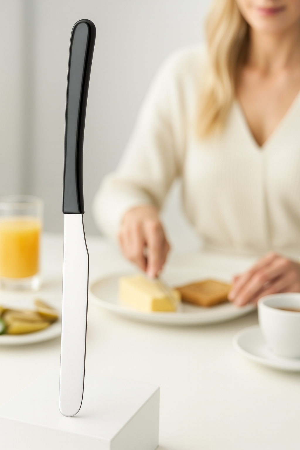 Lüks Seri 2'li Tereyağı ve Peynir Bıçağı Seti - Paslanmaz Çelik & Ergonomik Silikon Saplı 16 cm 719999