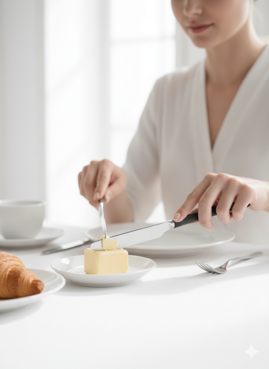 Lüks Seri 2'li Tereyağı ve Peynir Bıçağı Seti - Paslanmaz Çelik & Ergonomik Silikon Saplı 16 cm 719999