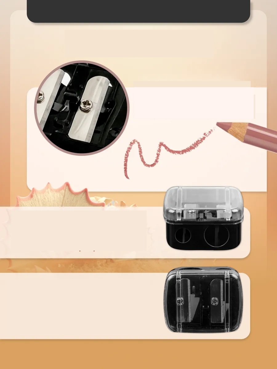 3'lü Profesyonel Çift Bıçaklı Makyaj Kalemi Açacağı - Alman Çeliği Keskinliği & Şeffaf Hazneli 722565