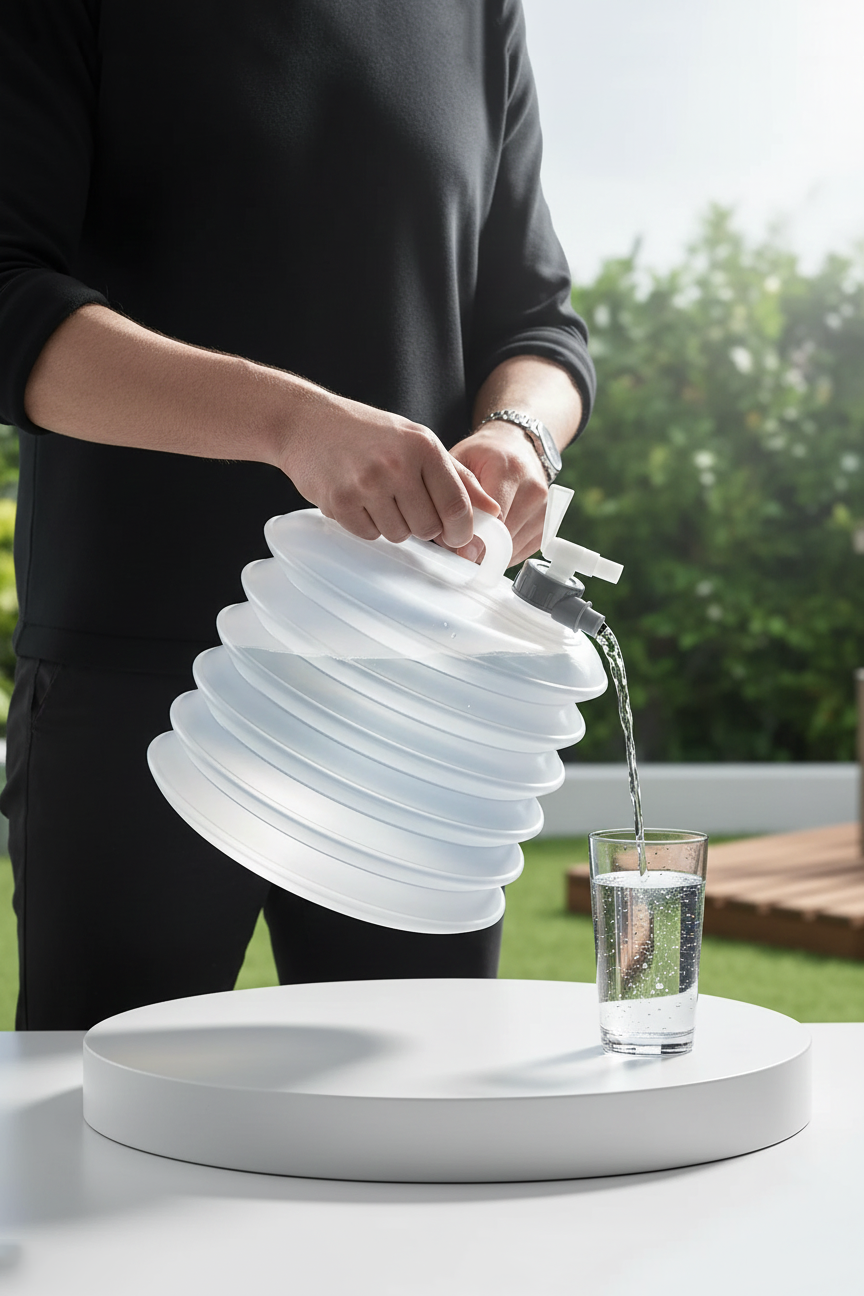 Akordiyon Bidon - Katlanabilir Lüks Su Taşıma Ünitesi | 10L Şeffaf Tasarım 722568