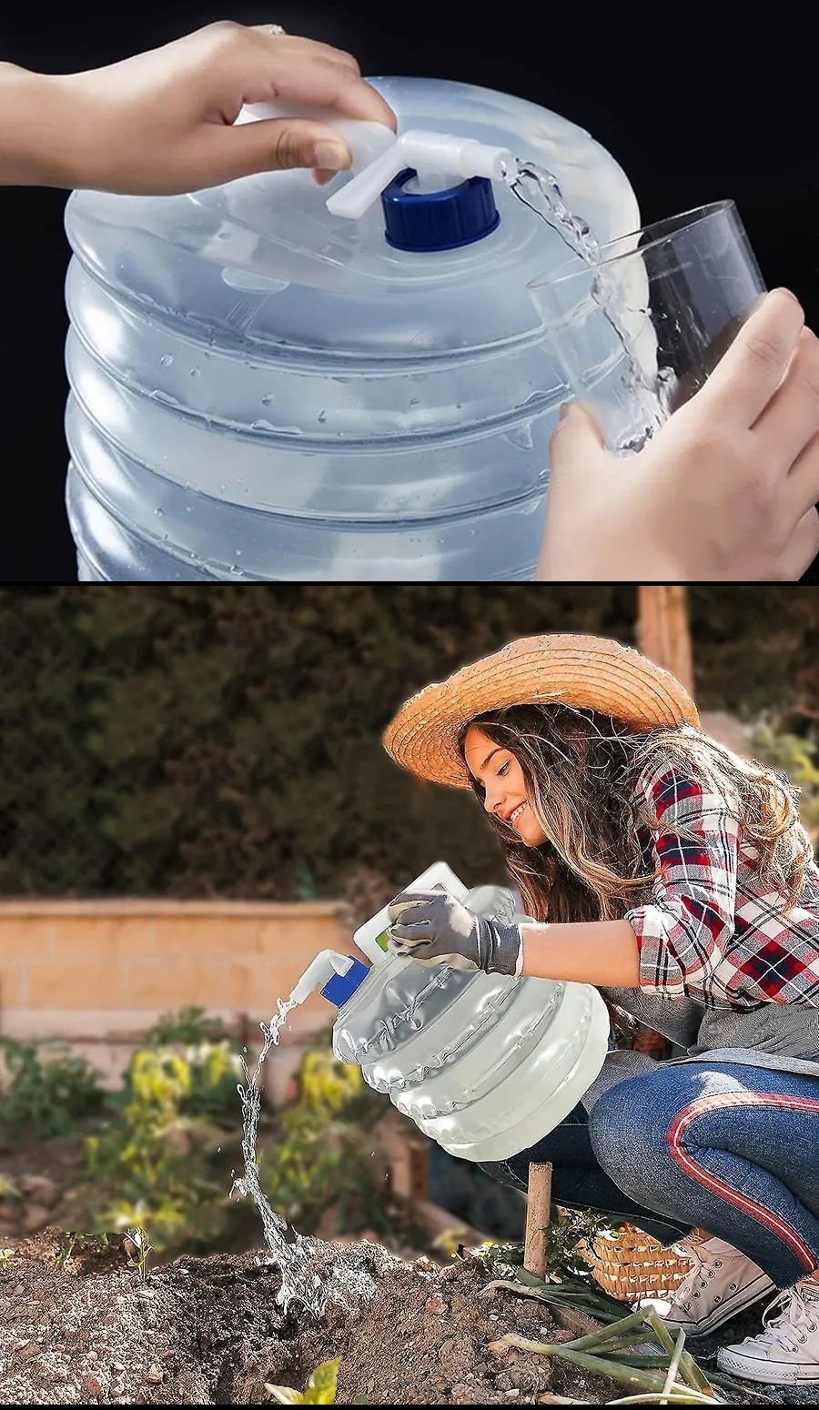 Akordiyon Bidon - Katlanabilir Lüks Su Taşıma Ünitesi | 10L Şeffaf Tasarım 722568