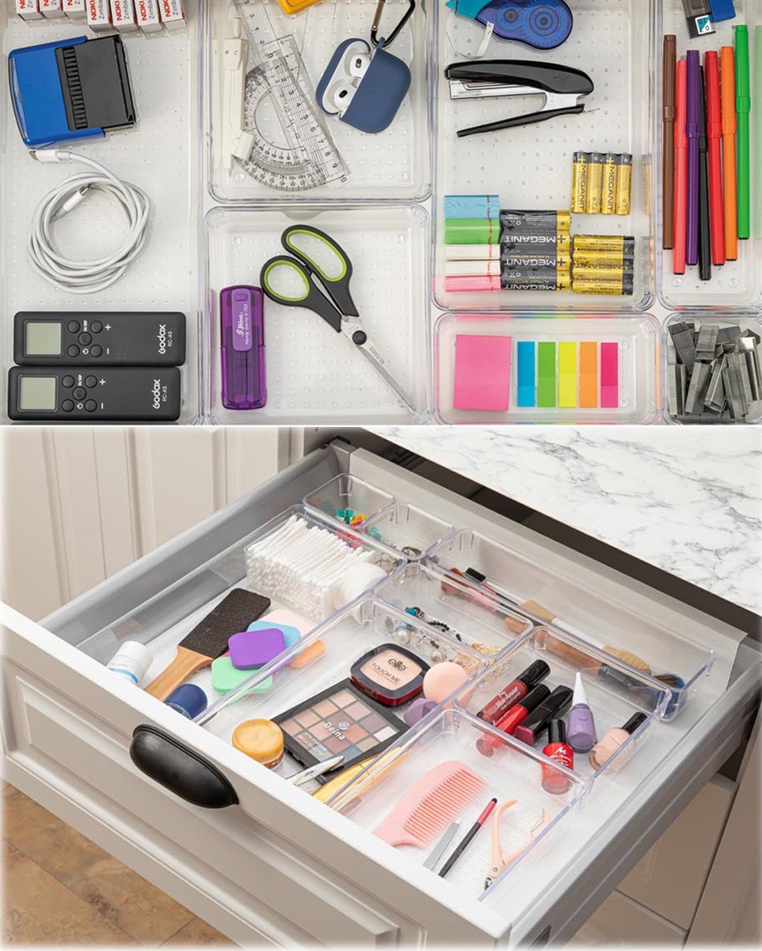 6 Parça Modüler Kristal Çekmece Düzenleyici Seti - Lüks Makyaj, Takı ve Ofis Organizeri 722569