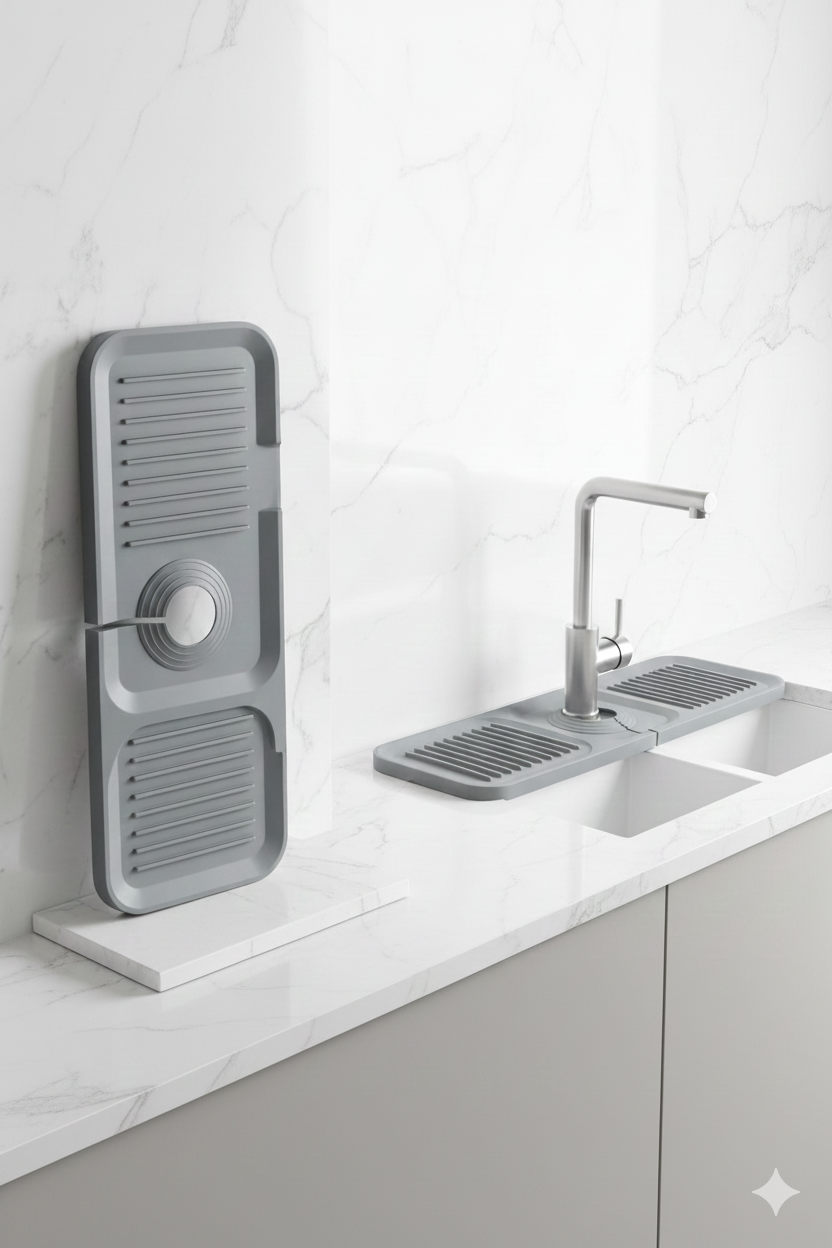 Silikon Batarya Matı & Lavabo Organizeri: Premium Musluk Altı Kurutma Matı 722570