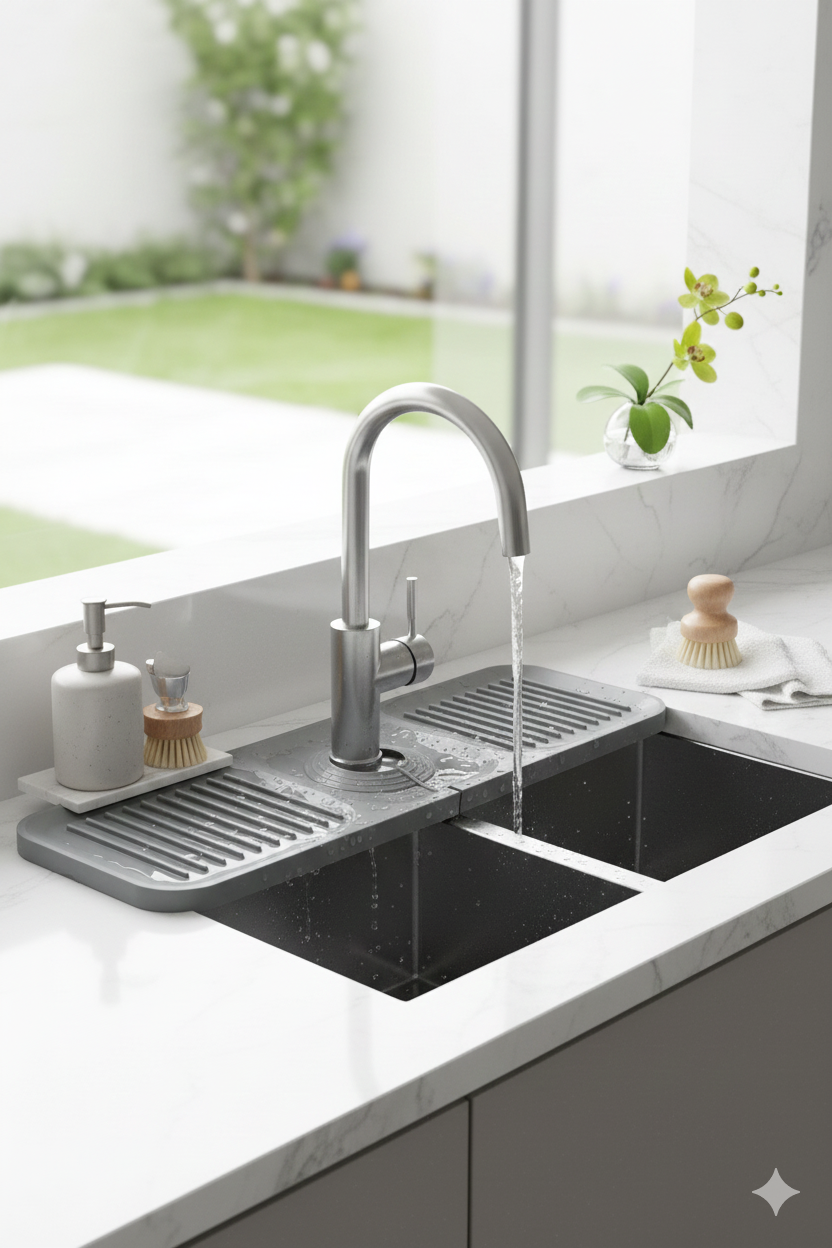 Silikon Batarya Matı & Lavabo Organizeri: Premium Musluk Altı Kurutma Matı 722570