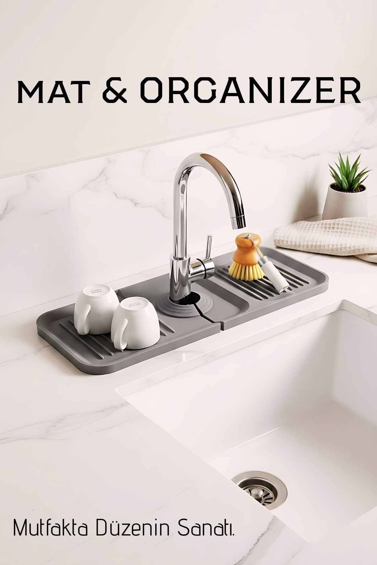 Silikon Batarya Matı & Lavabo Organizeri: Premium Musluk Altı Kurutma Matı 722570