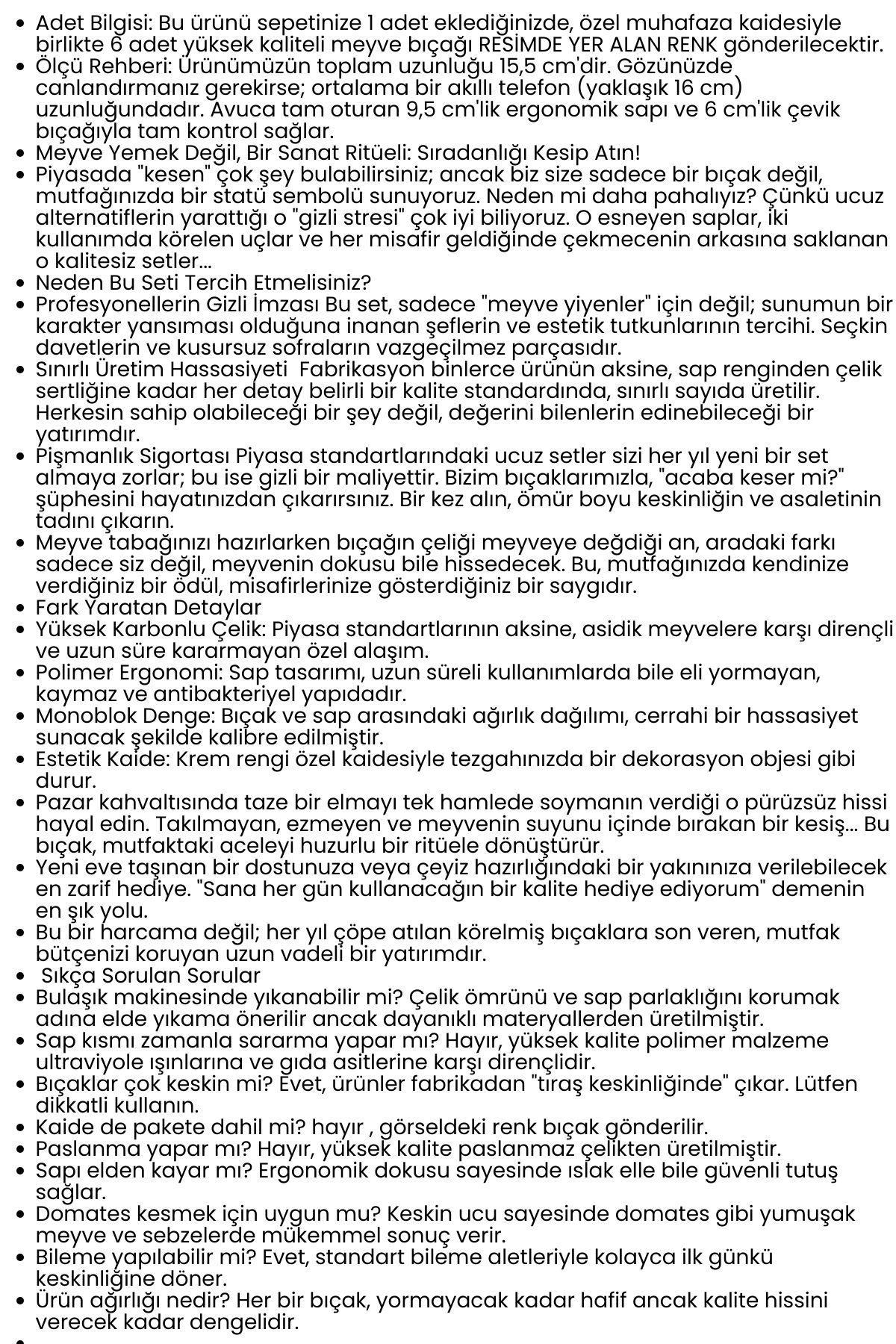 6'lı Premium Paslanmaz Çelik Meyve Bıçağı Seti - Mavi Saplı Keskin Soyma Bıçağı Takımı 722579