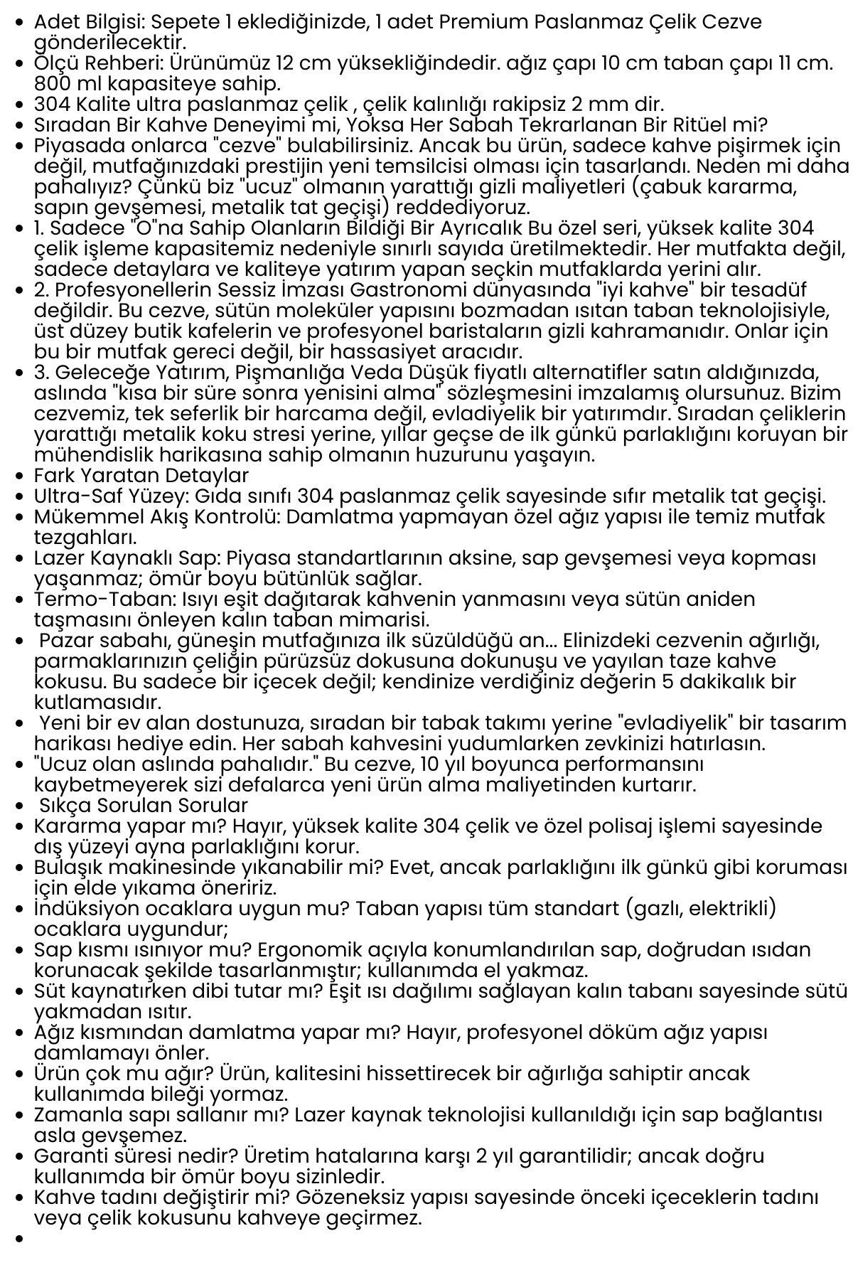 Premium 304 Paslanmaz Çelik Cezve - 800 ml Profesyonel Barista Serisi, Isıya Dayanıklı Sap 722582