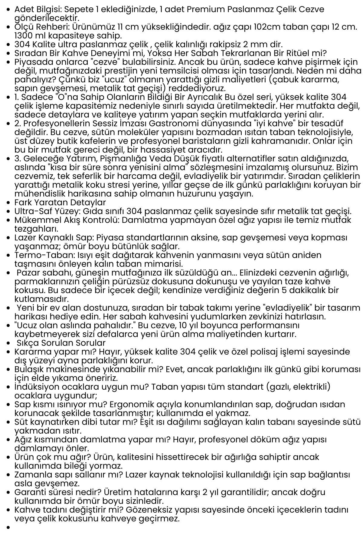 Premium 304 Paslanmaz Çelik Cezve 1290 ml Profesyonel Barista Serisi, Isıya Dayanıklı Sap 722586