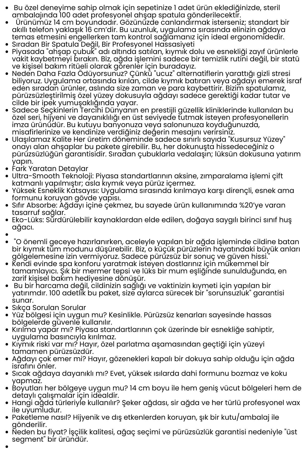 Premium Ahşap Ağda Spatulası 100’lü Paket - Profesyonel Salon Tipi Steril ve Pürüzsüz Yüzey - 14 cm 721130