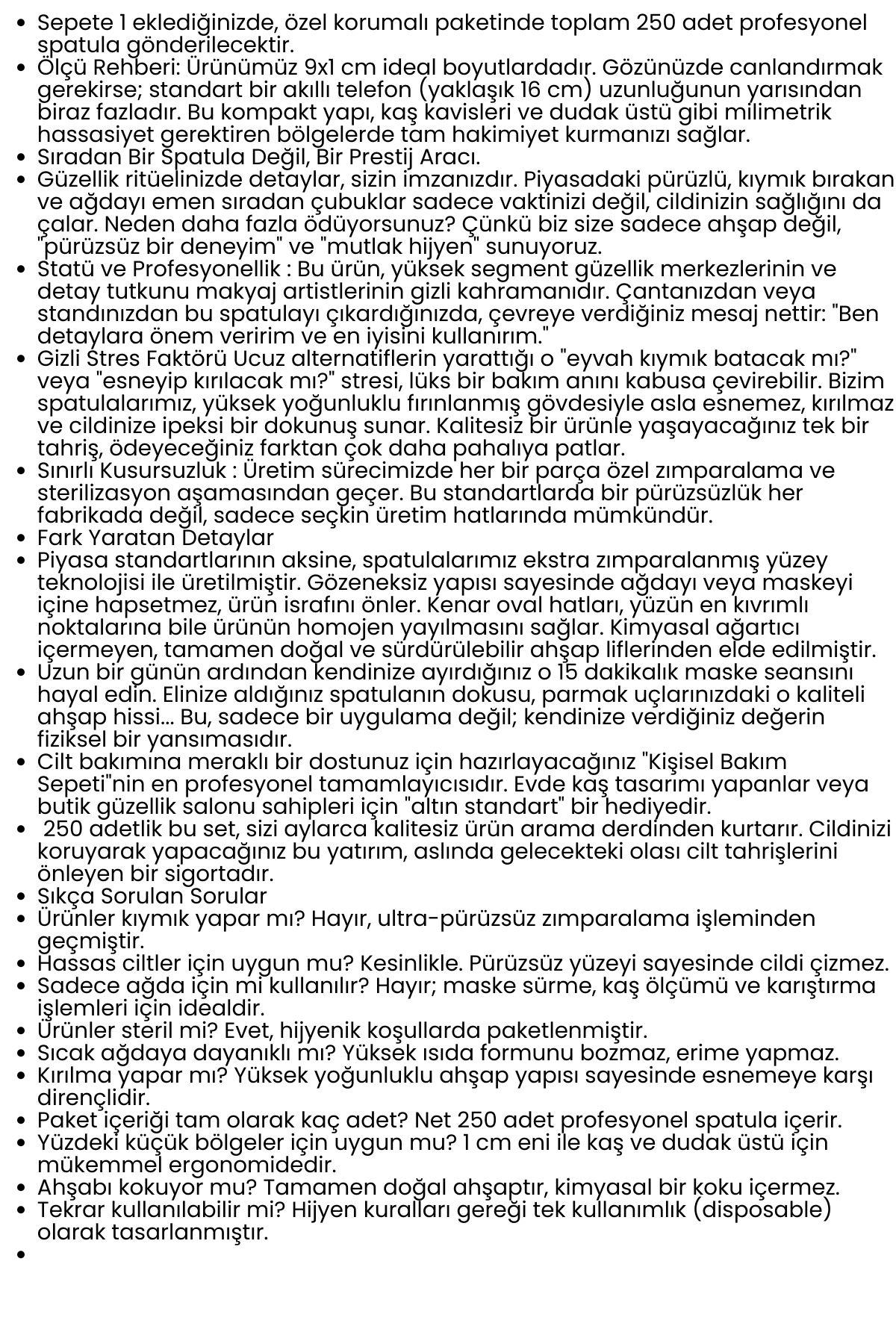 Ahşap Yüz ve Kaş Ağda Spatulası 250 Adet - Ultra Pürüzsüz Profesyonel Makyaj ve Maske Çubuğu 719424