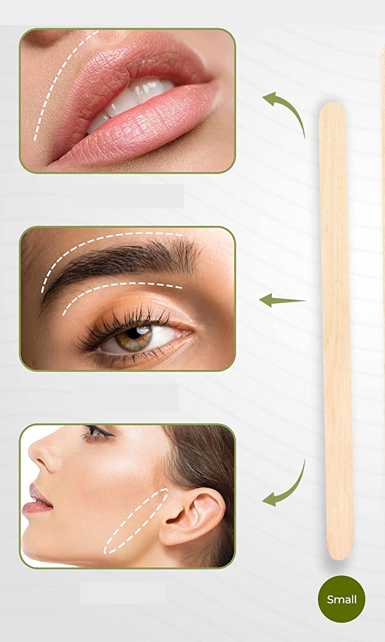 Ahşap Yüz ve Kaş Ağda Spatulası 250 Adet - Ultra Pürüzsüz Profesyonel Makyaj ve Maske Çubuğu 719424