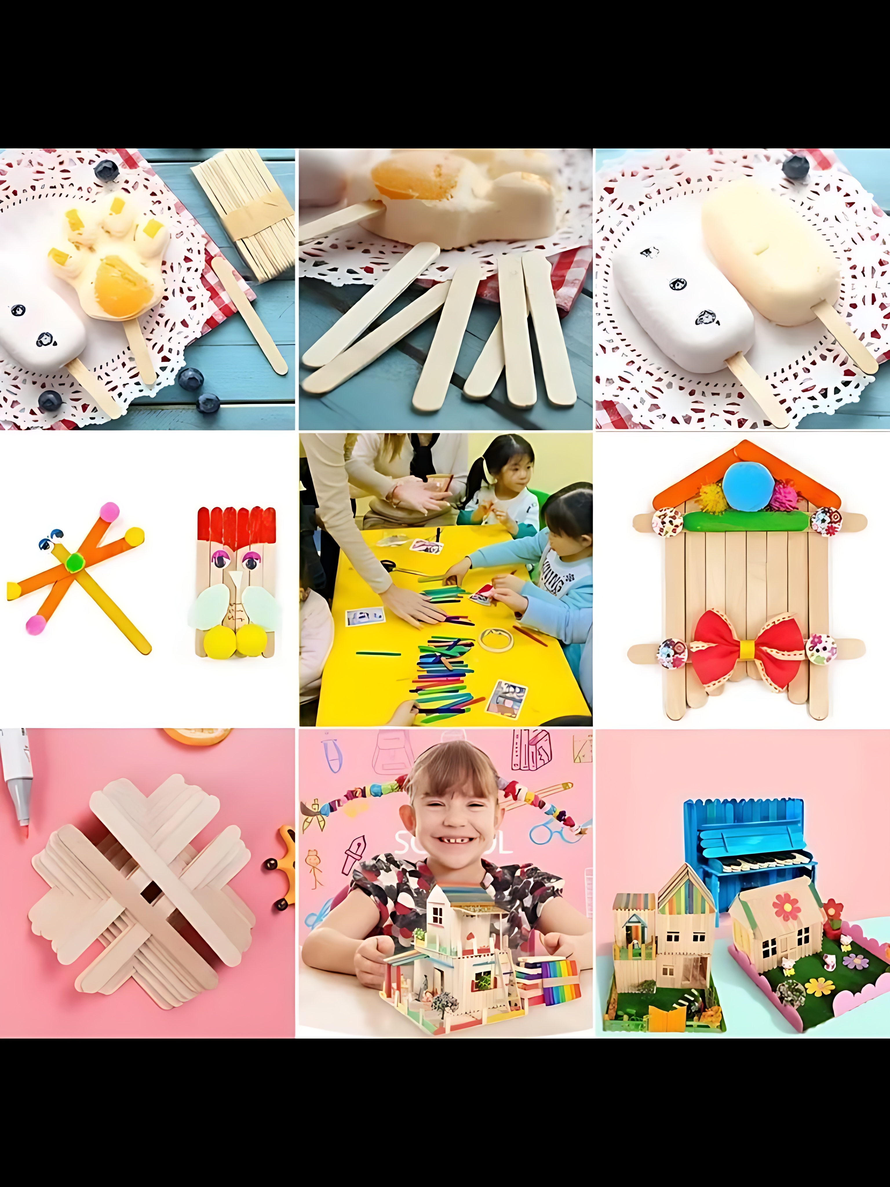 Steril Ahşap Boyanabilir Oyun Çubukları 100 Adet  Pürüzsüz Dokulu  Dayanıklı 9 cm 722593