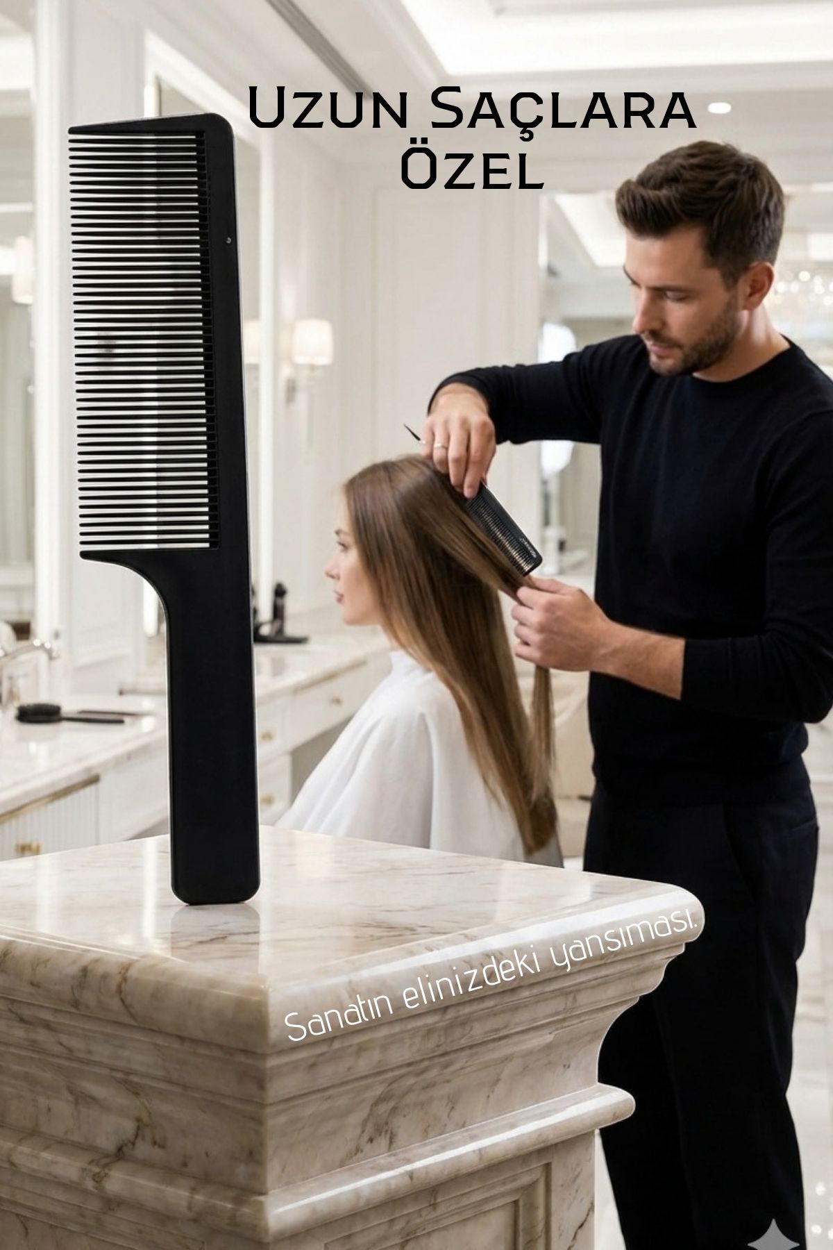 Profesyonel Antistatik Uzun Saç Kesim Tarağı – Isıya Dayanıklı ve Ergonomik 23 cm 722594