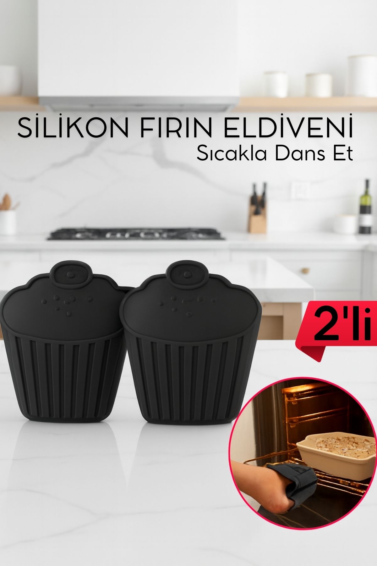 2 li Isıya Dayanıklı Silikon Fırın Eldiveni – Profesyonel Mutfak Koruması 