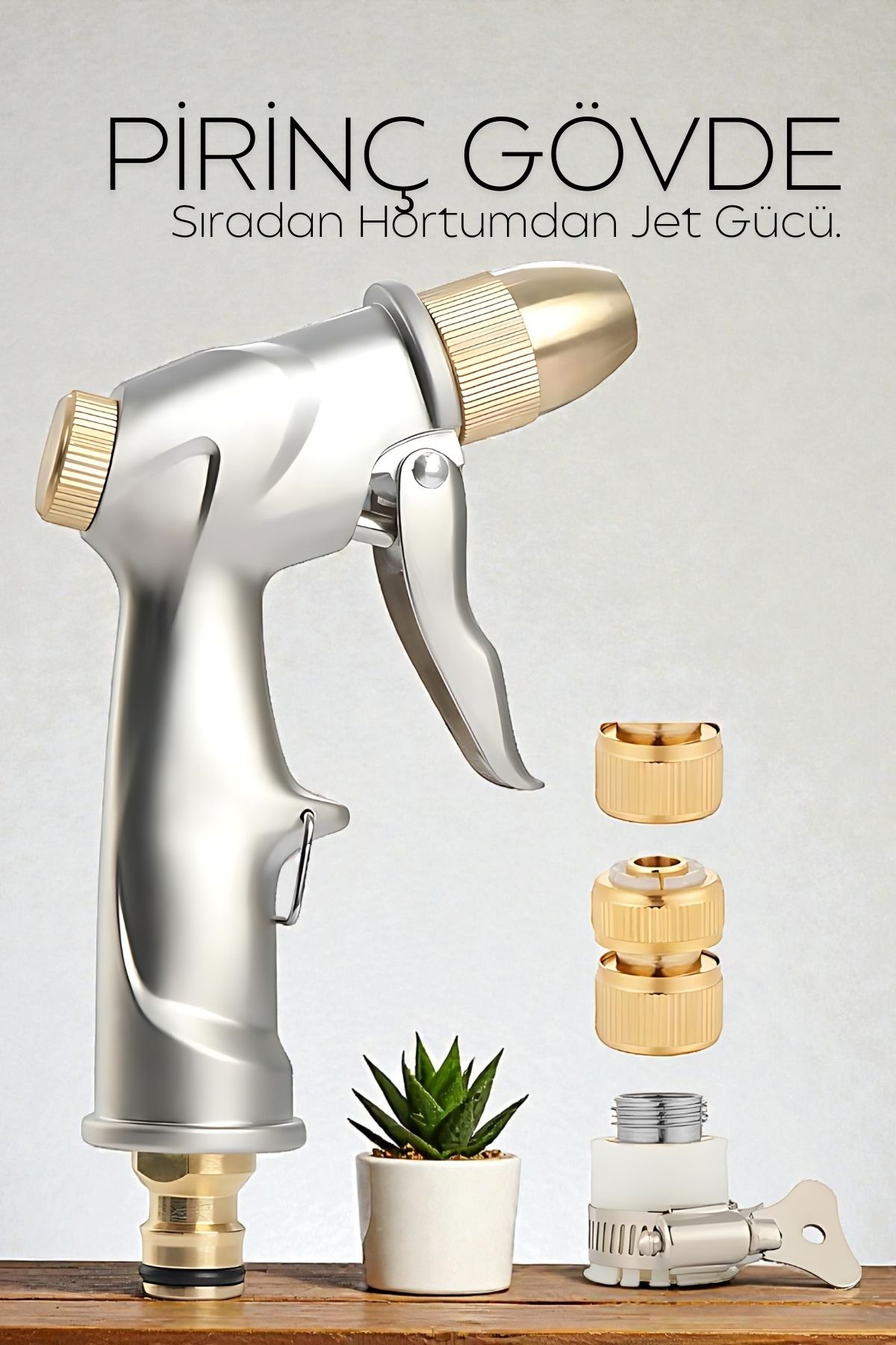 Tamamı Metal Yüksek Basınçlı Ayarlanabilir Bahçe/Oto Yıkama Tabancası Nozul 