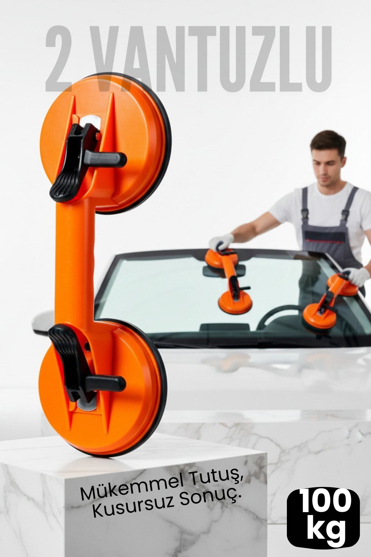 Profesyonel 100 KG Kilitli Vantuzlu Ağır Cam Seramik Fayans Mermer Kaldırıcı 115 mm 