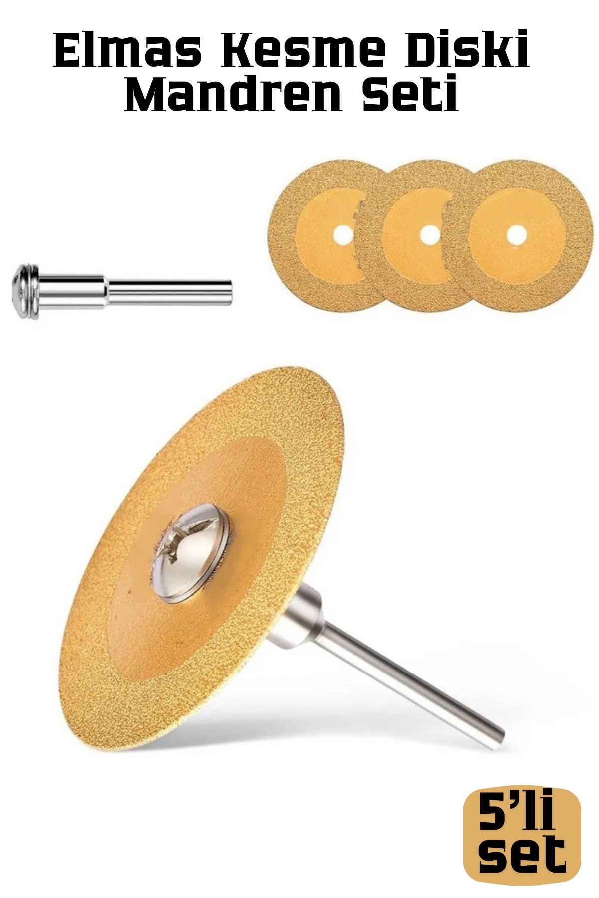 Profesyonel Elmas Kesme Diski ve Mandren Seti 4'lü Testere Bıçağı Hobi Dremel Uyumlu 
