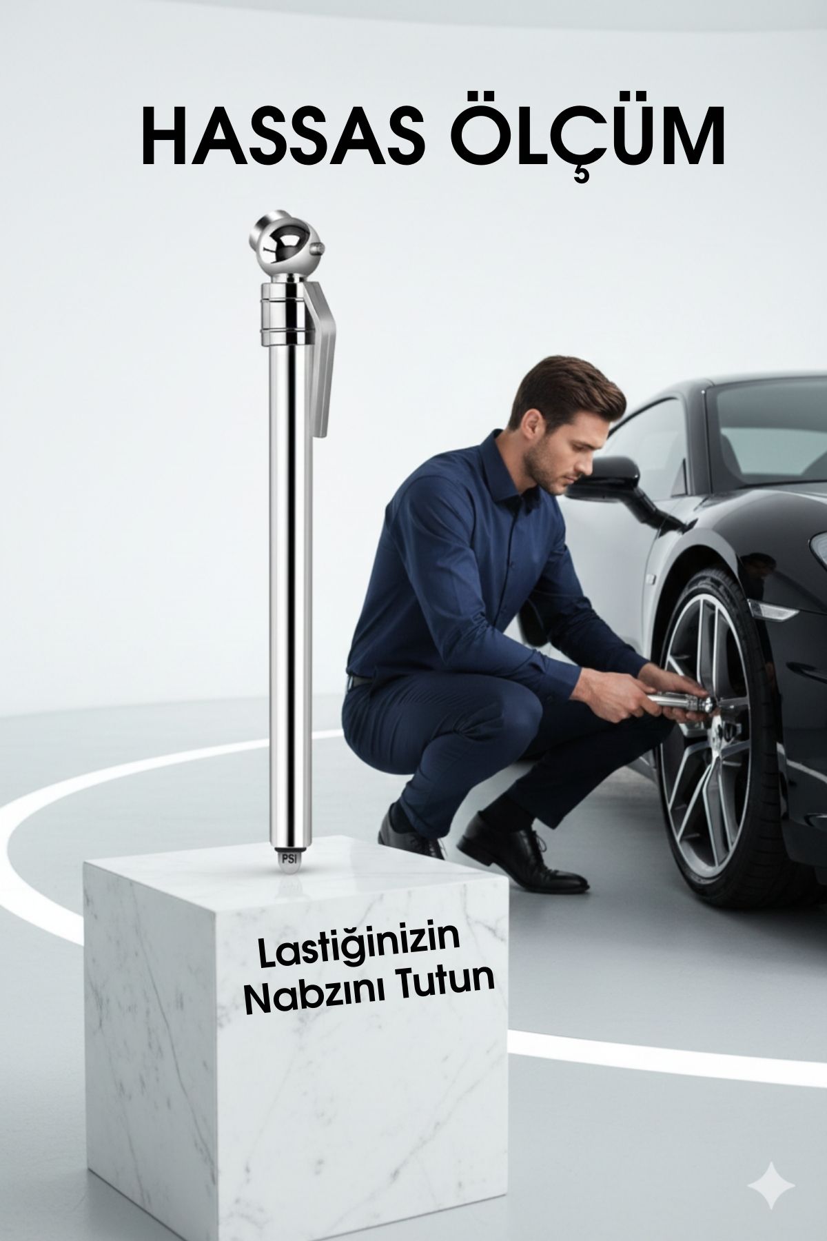 Profesyonel Kalem Tipi Lastik Basınç Ölçer Çift Skala PSI/bar Hassas Okuma 